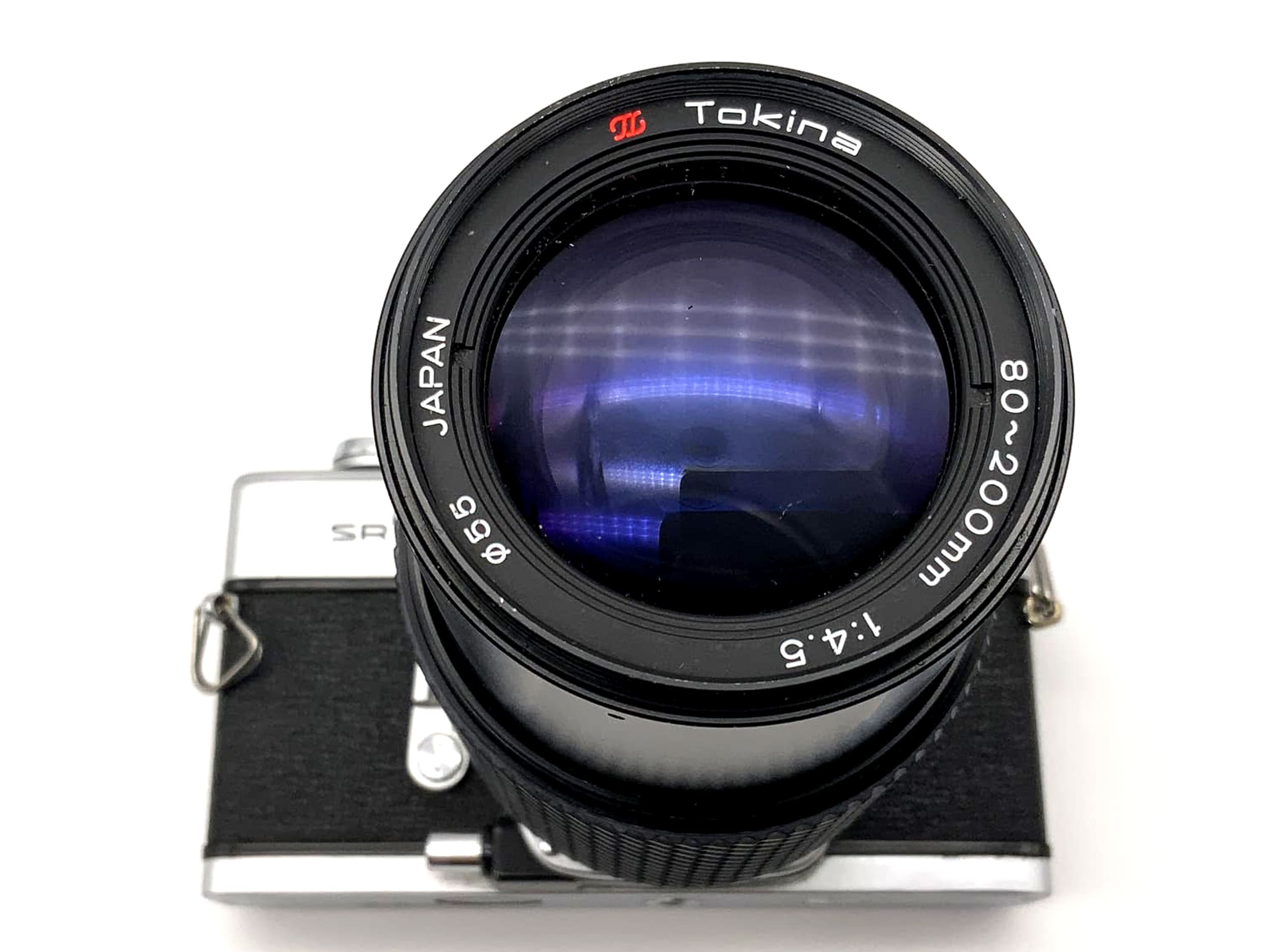 Minolta SRT101 avec objectif Tokina 4.5 80-200 mm, appareil photo reflex argentique 35 mm