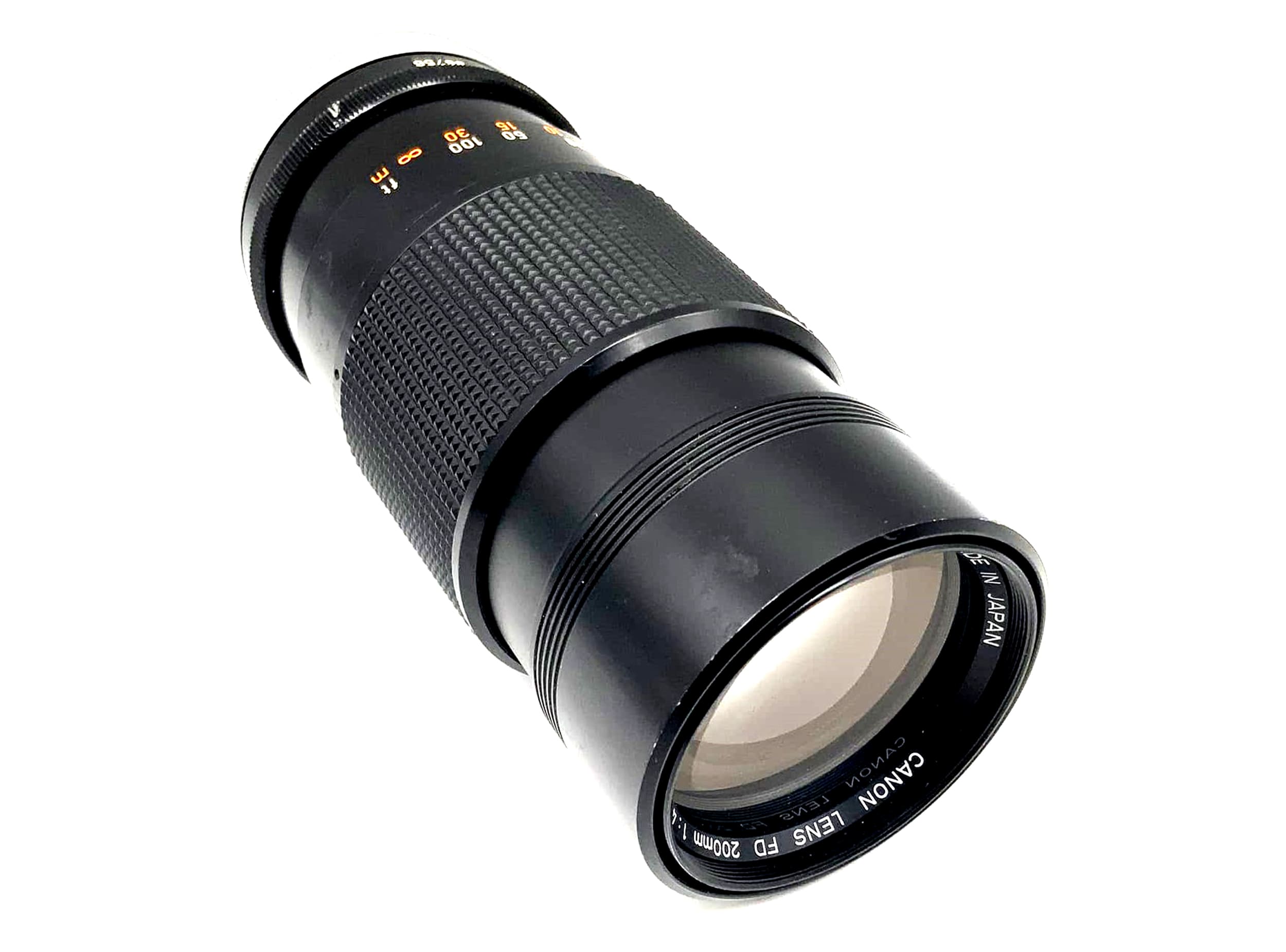 Objectif zoom Canon FD 200 mm 1:4 SSC, téléobjectif analogique