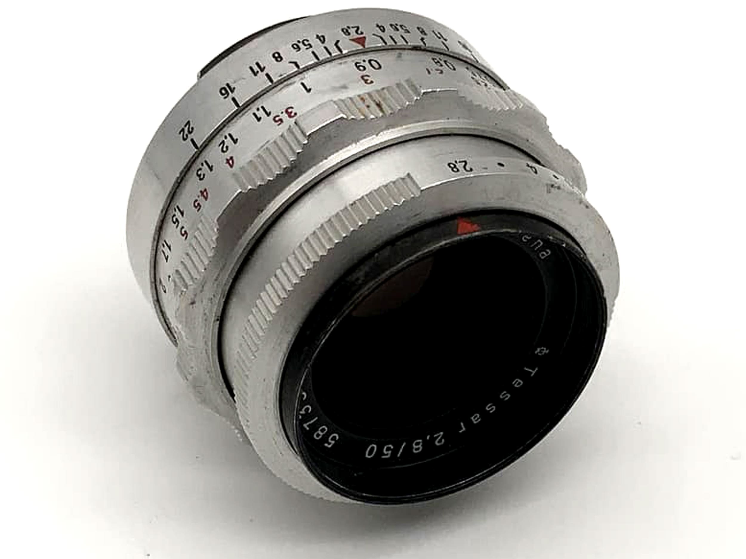 Objectif Carl Zeiss Jena Tessar f/2.8 50 mm, monture Exa analogique