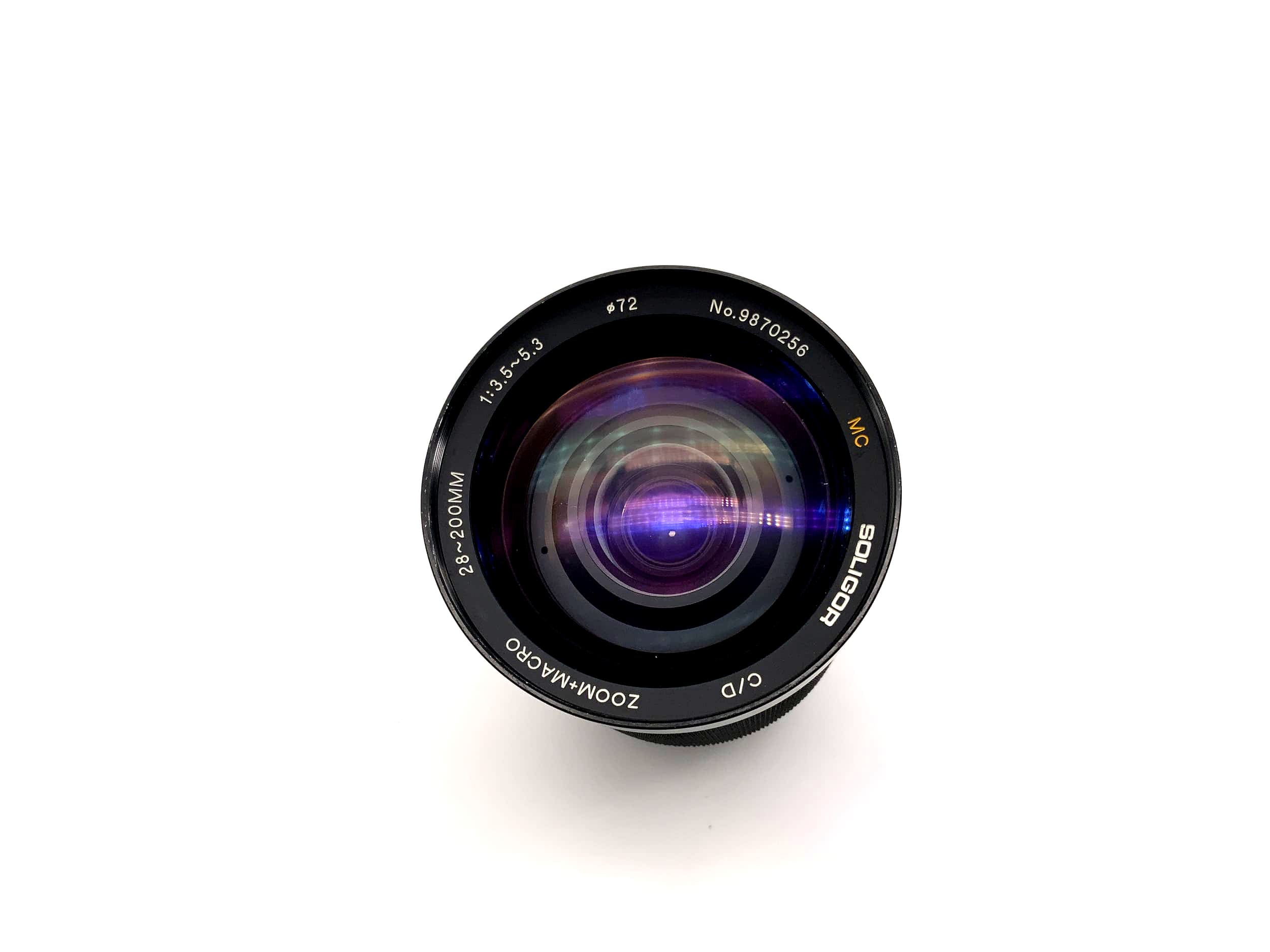 Soligor 28-200mm 1:3.5-5.3 Lens C/D Zoom+Macro MC Camera Lens (Minolta MD)