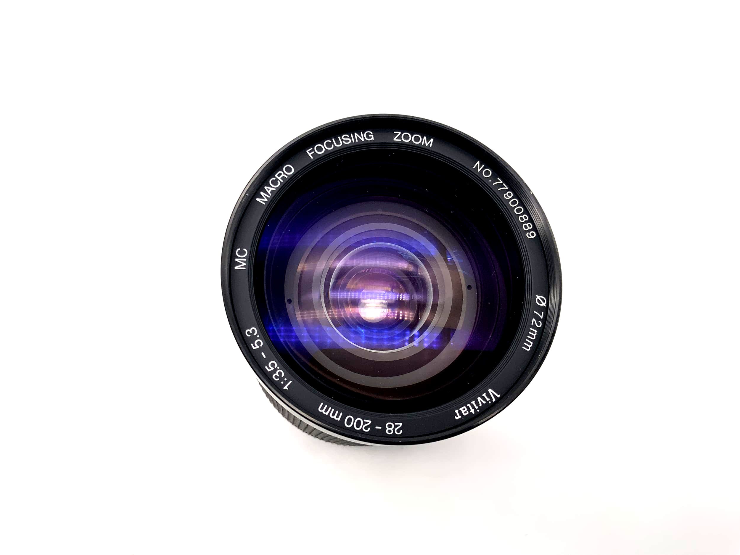 Objectif zoom macro Vivitar 28-200 mm 1:3.5-5.3 MC (Canon FD)