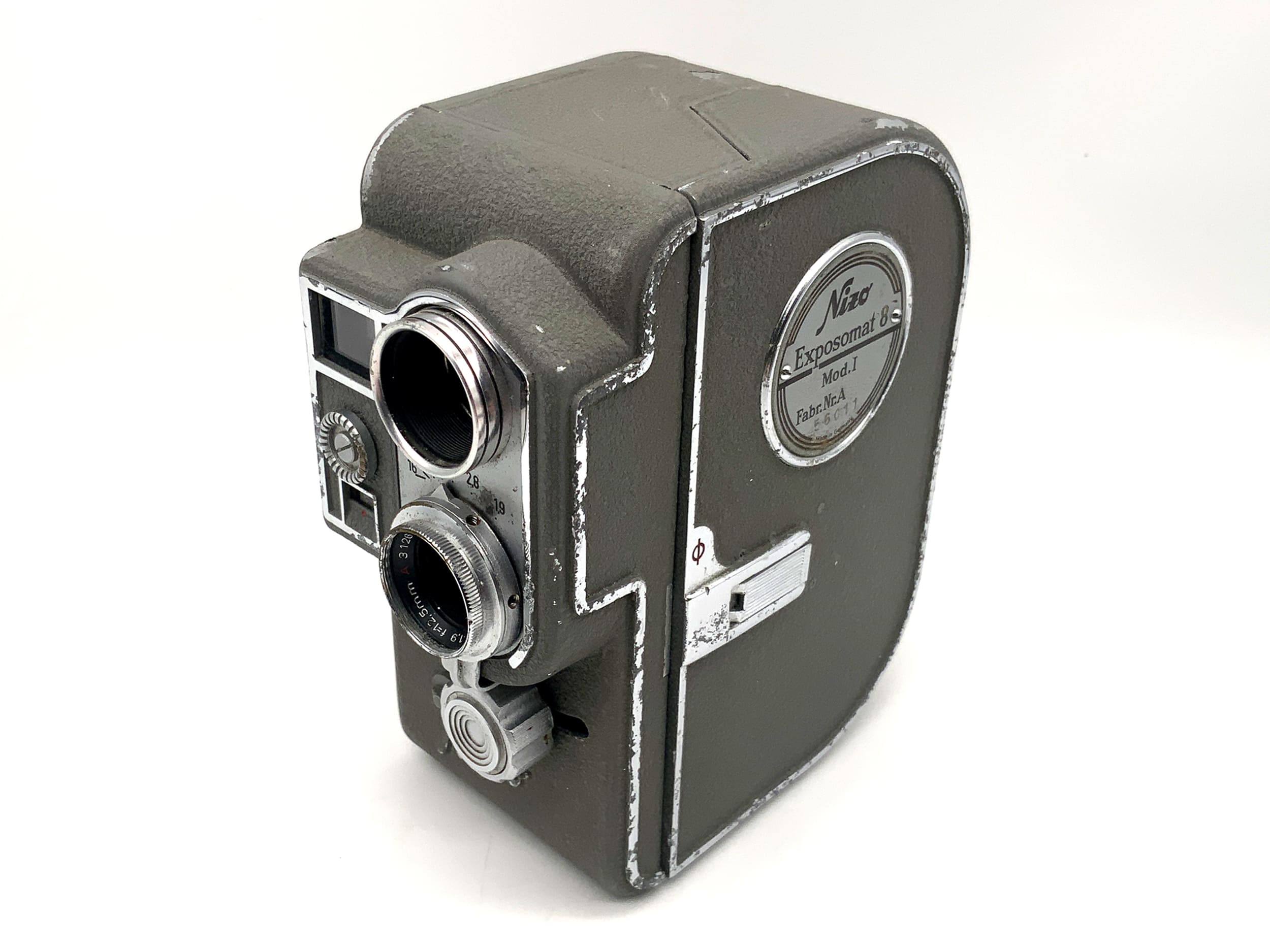 Appareil photo argentique Braun Nizo Exposomat 8 Mod. I avec objectif double 8 mm Ronar 1:1.9 f=12,5 mm