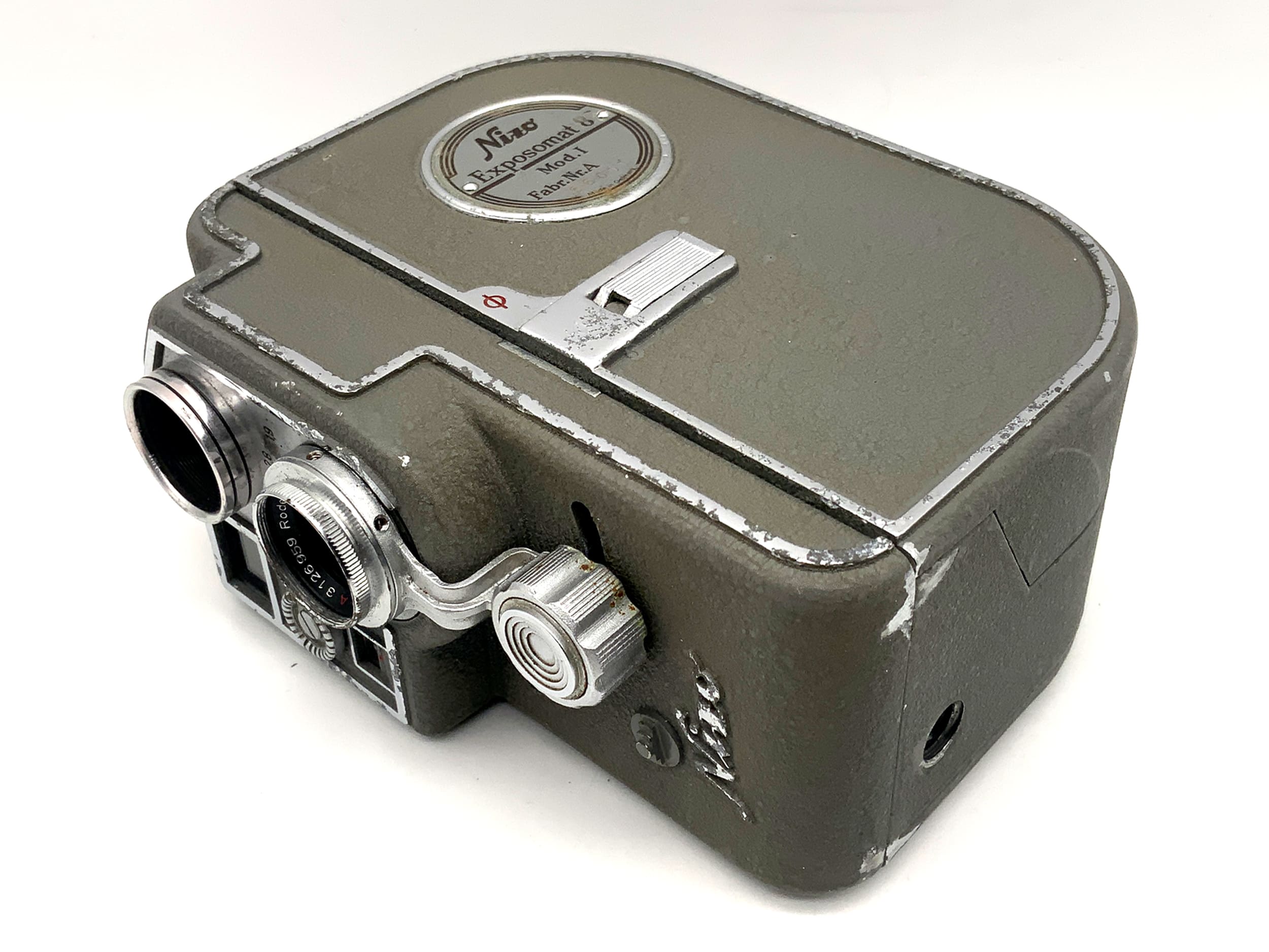 Appareil photo argentique Braun Nizo Exposomat 8 Mod. I avec objectif double 8 mm Ronar 1:1.9 f=12,5 mm