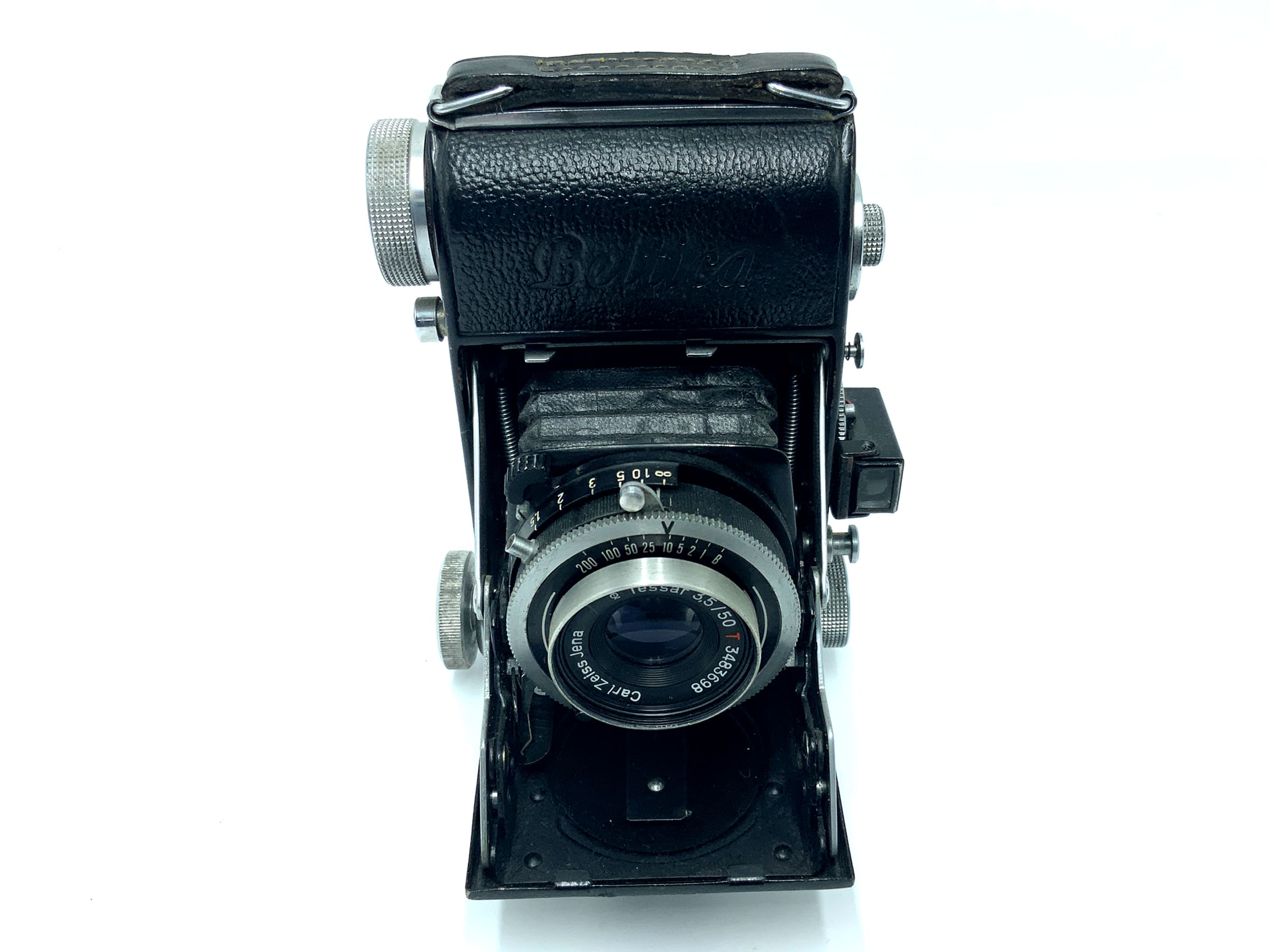 Belca Beltica Klappkamera mit Carl Zeiss Tessar 50mm 1:3.5 red T Analogkamera