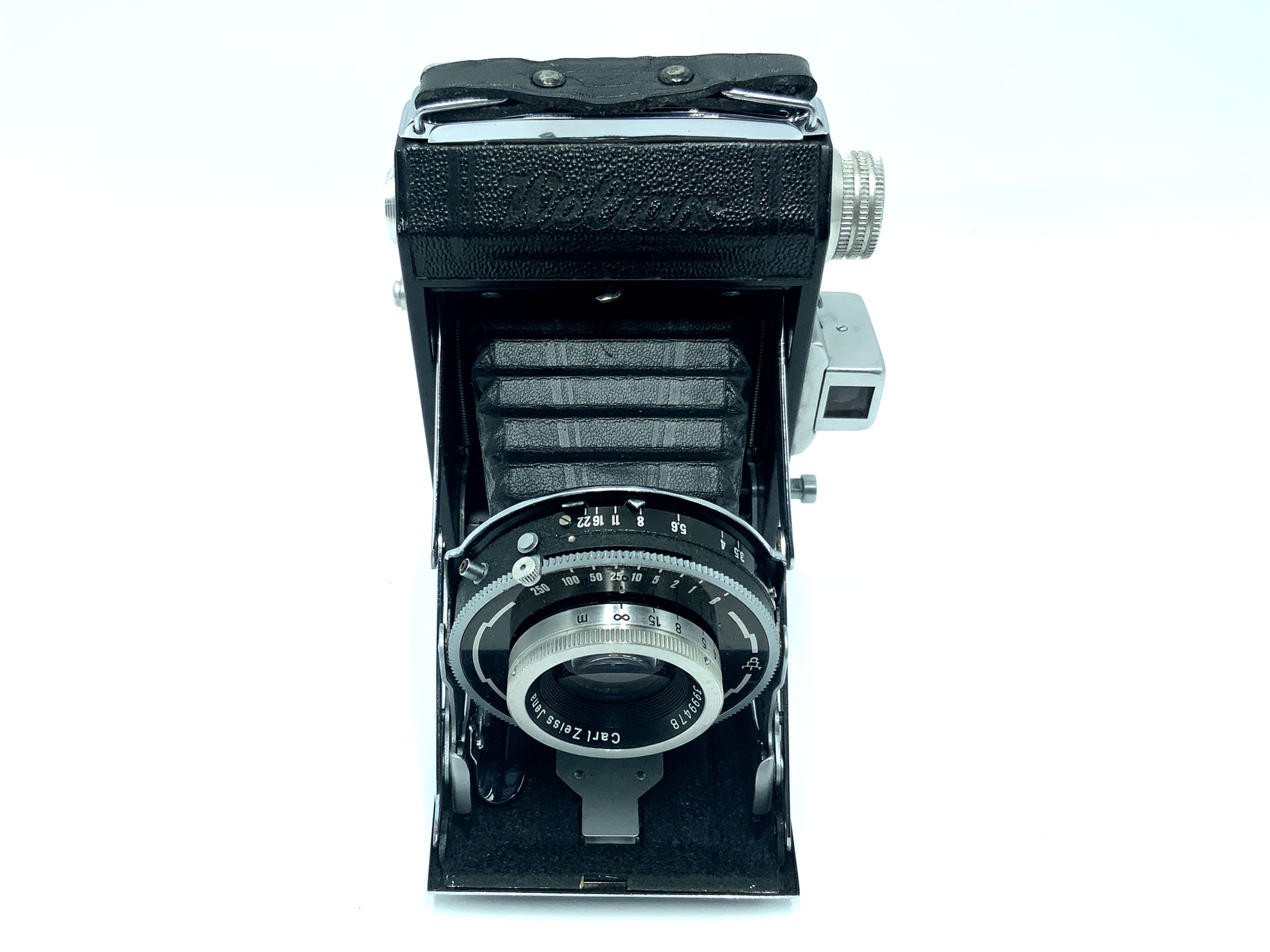 Welta Weltax Klappkamera mit Carl Zeiss Tessar 75mm 1:3.5 red T bleibt Offen!