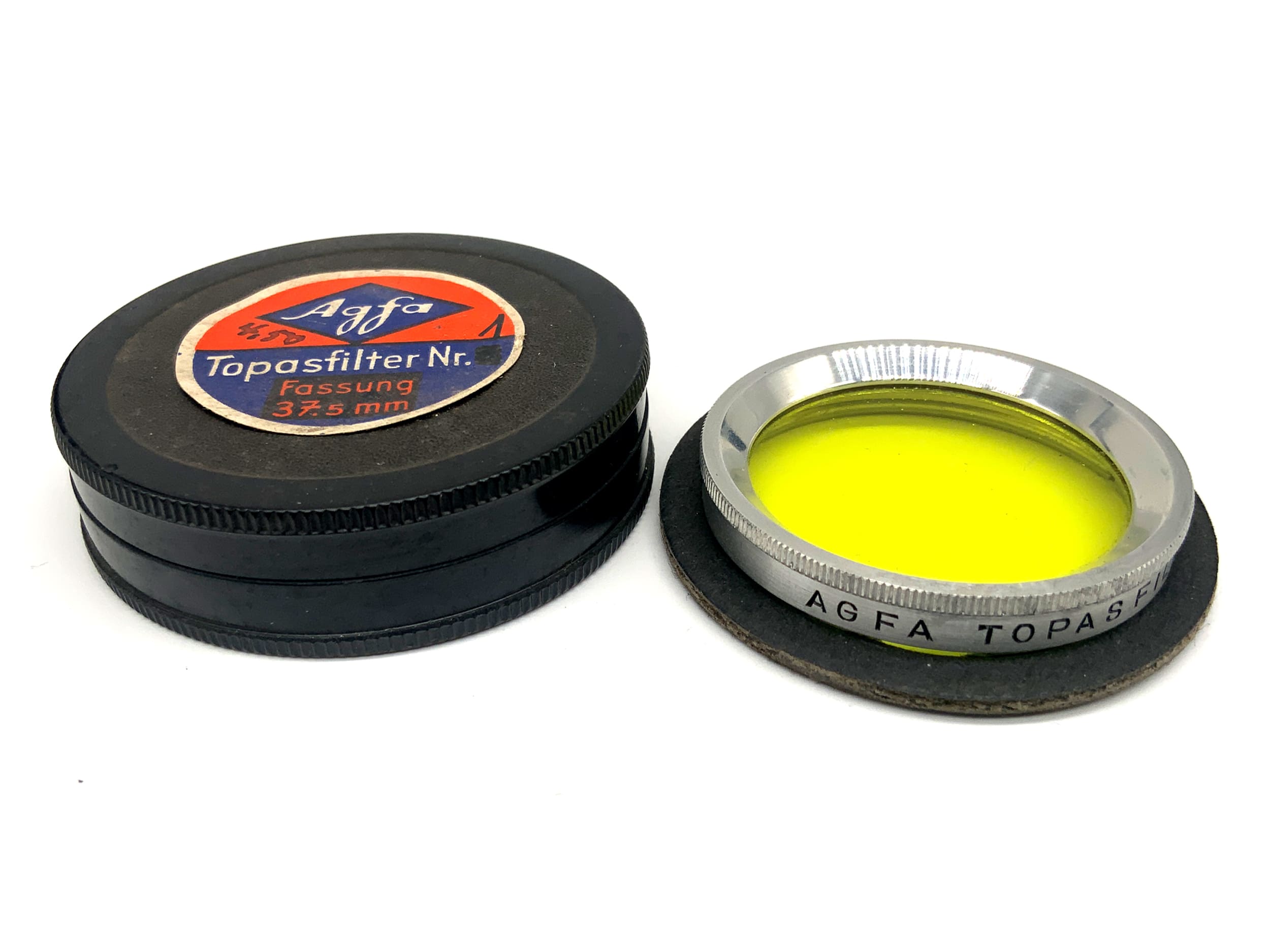 Agfa Farbfilter Topasfilter 1 gelb/yellow Steckfilter Slip On im Etui 37,5mm