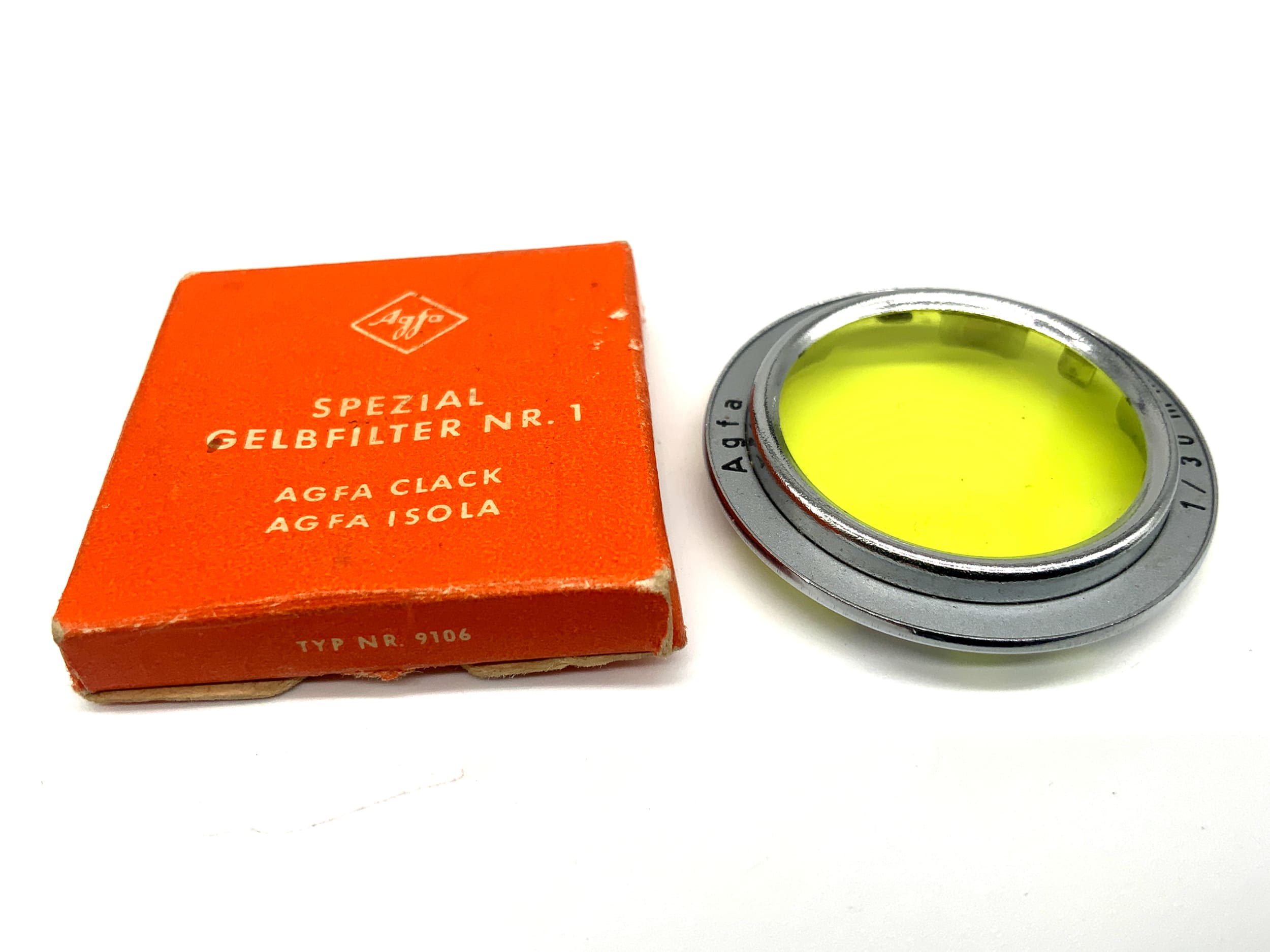 Agfa Farbfilter gelb/yellow 1/30mm Steckfilter Slip On in OVP Filter 30mm