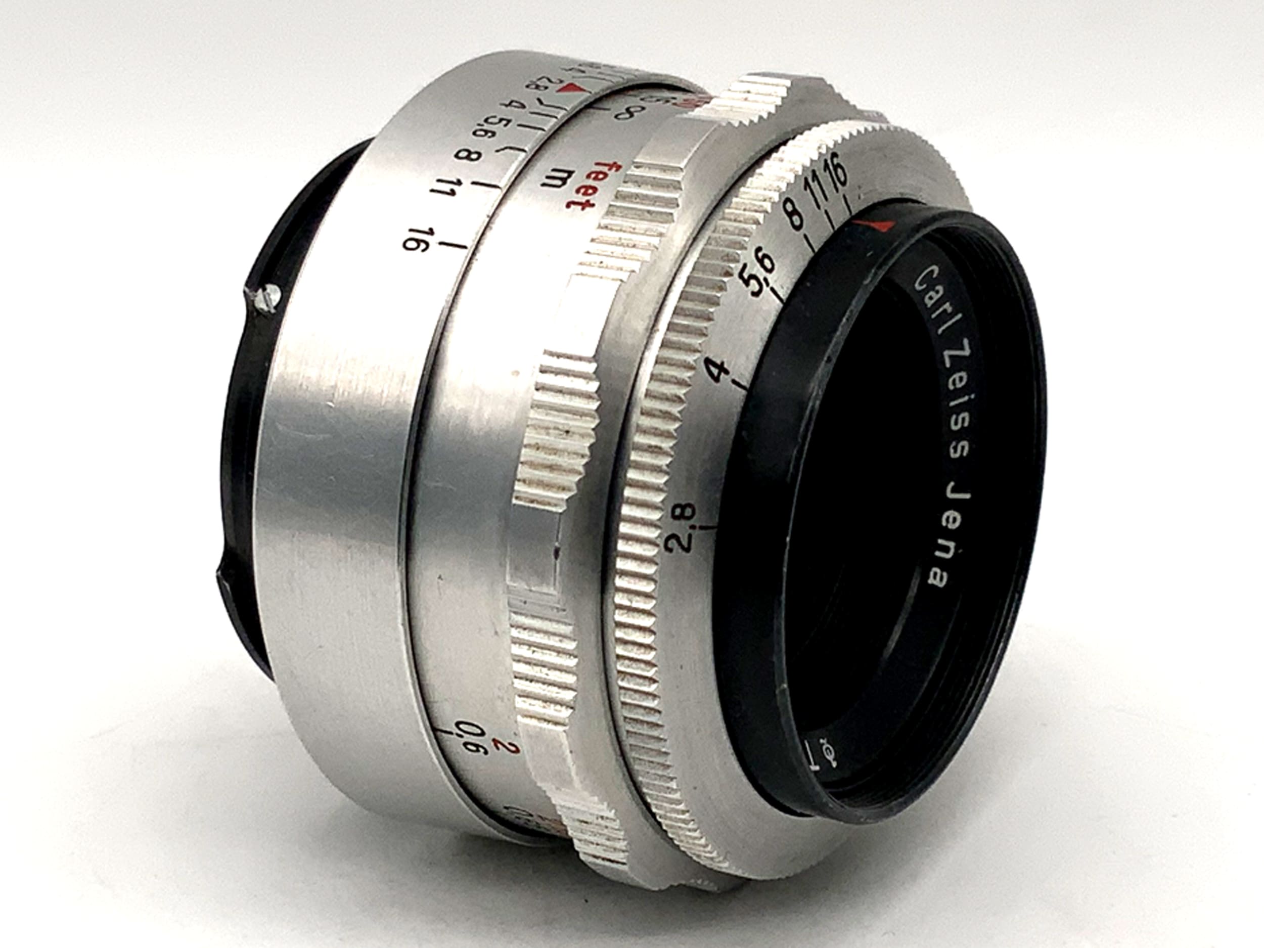 Objectif Carl Zeiss Jena 50mm 1:2.8 Q1 Tessar rouge T 12 Lames (Exa)