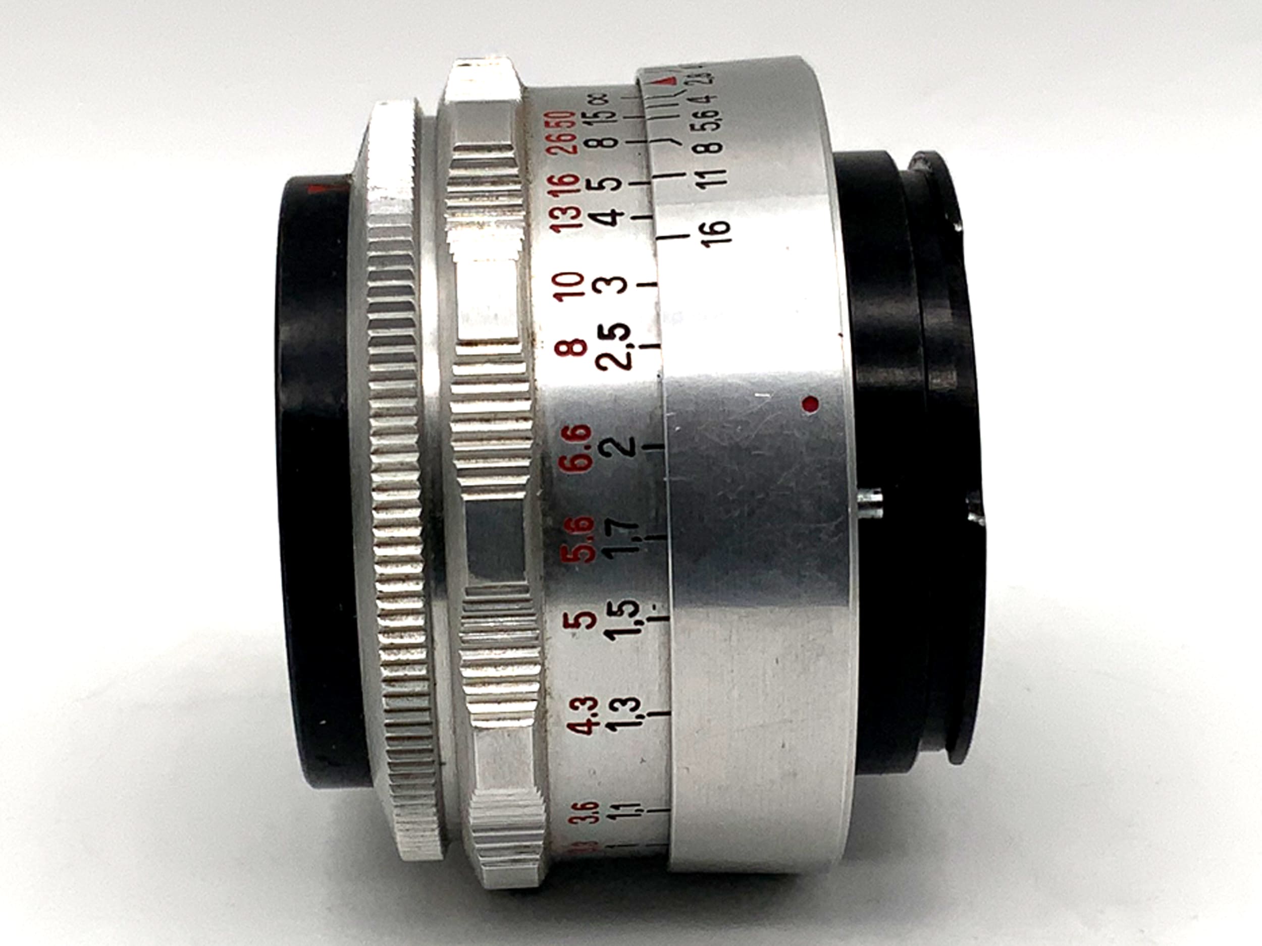 Objectif Carl Zeiss Jena 50mm 1:2.8 Q1 Tessar rouge T 12 Lames (Exa)