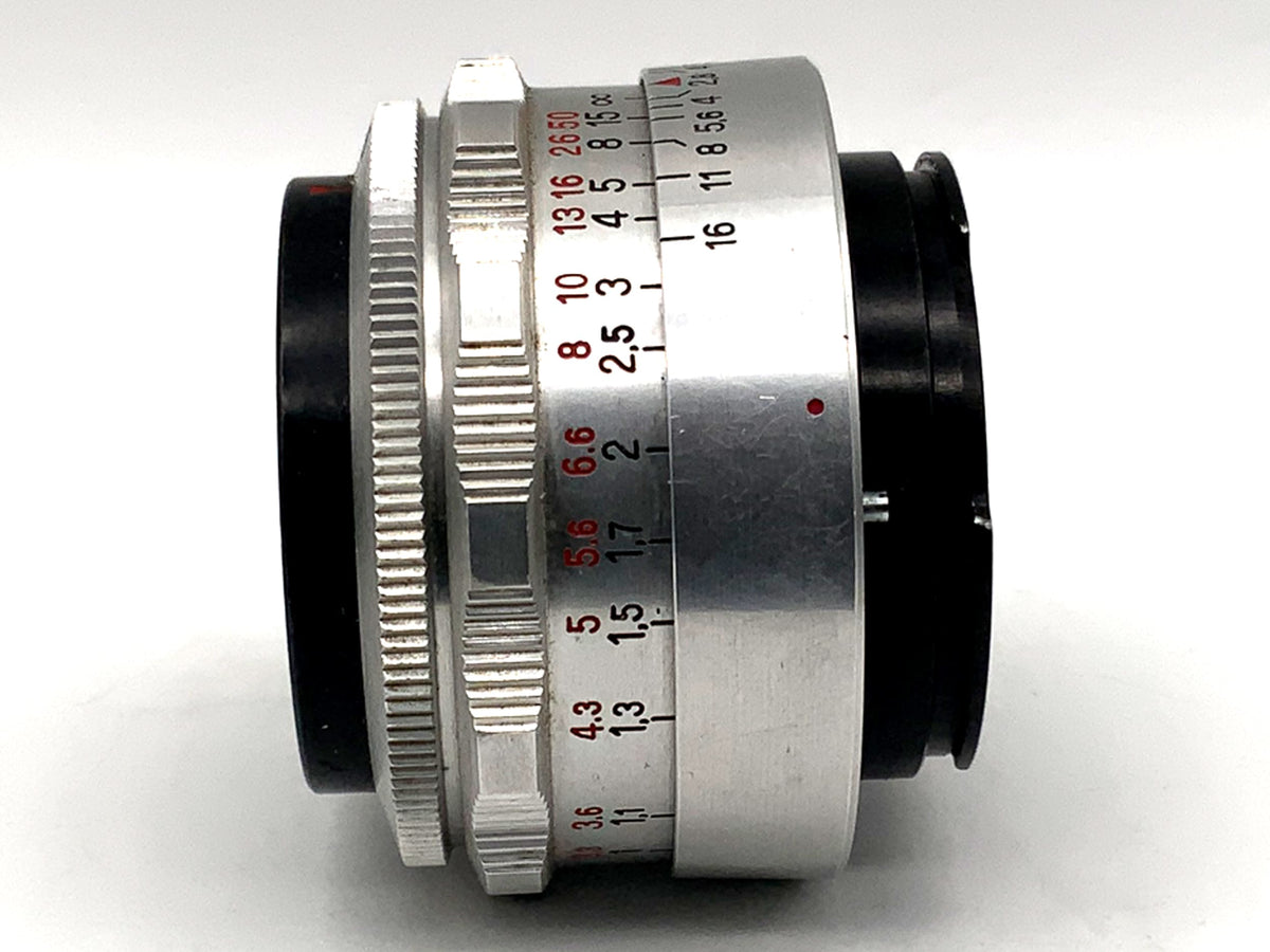 Objectif Carl Zeiss Jena 50mm 1:2.8 Q1 Tessar rouge T 12 Lames (Exa)