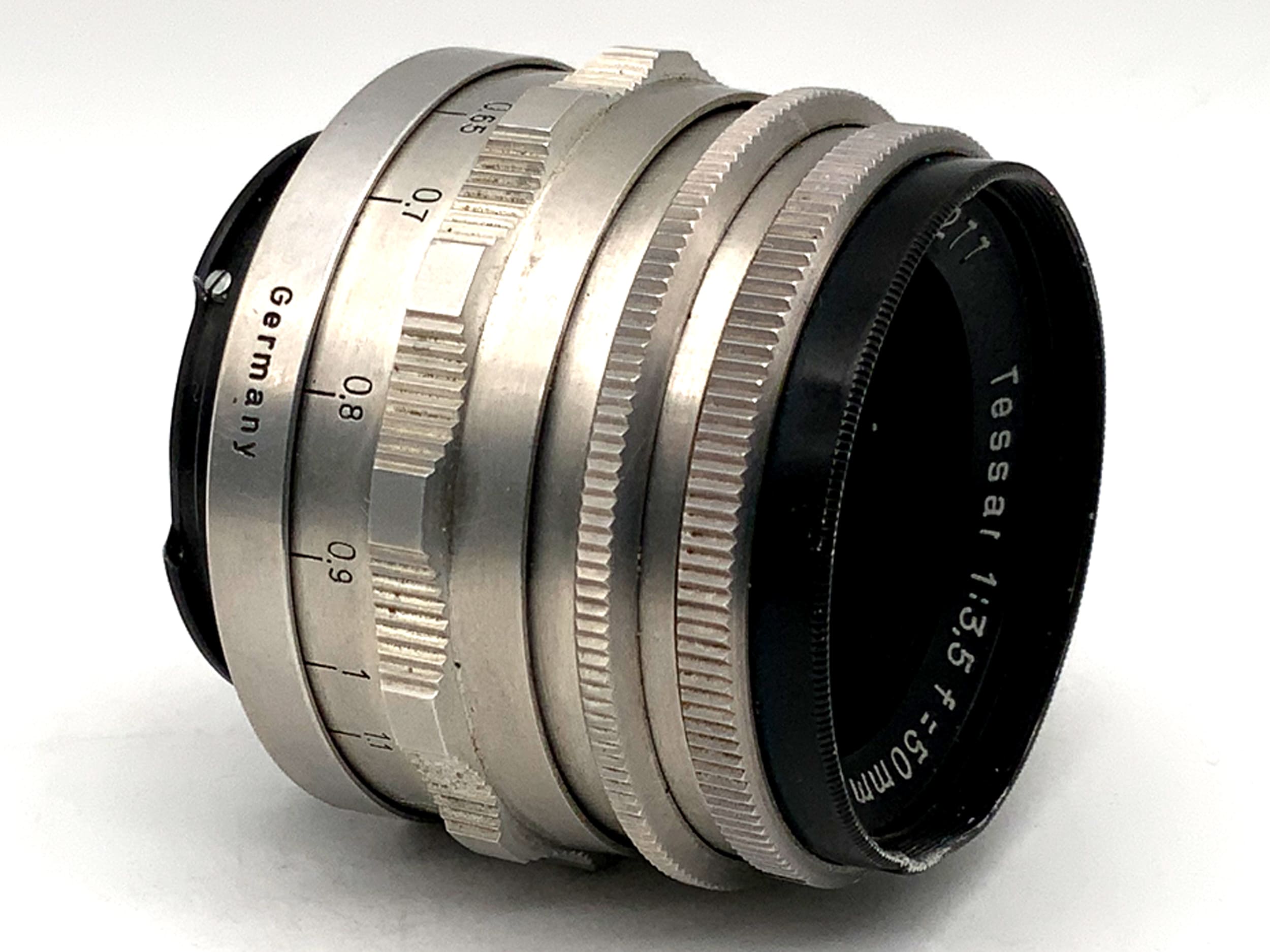 Objectif Carl Zeiss Jena 50 mm 1:3.5 Tessar rouge T 12 lames (Exa)