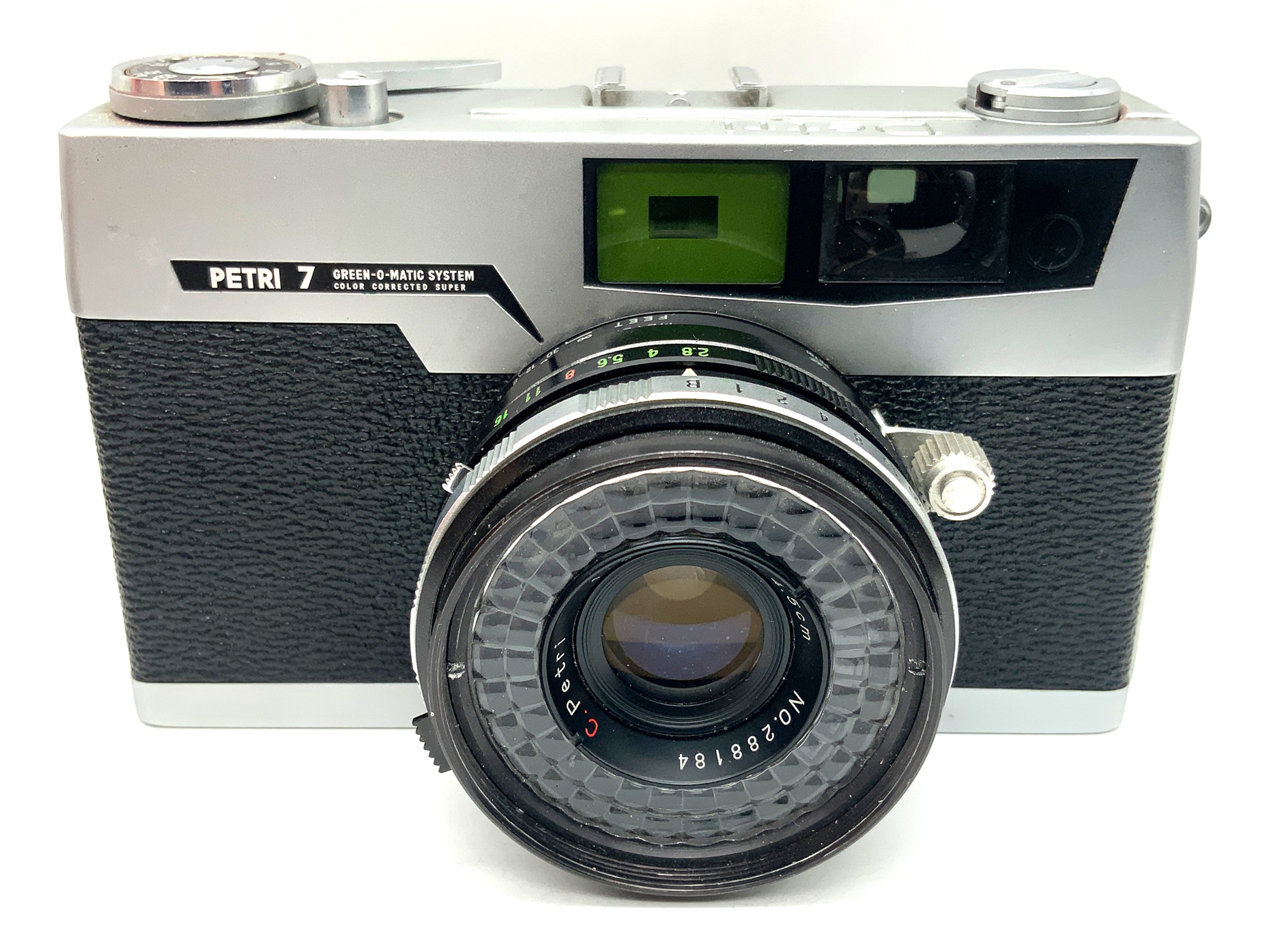 Petri 7 viewfinder camera with C.Petri 1:2.8 f=4.5cm Green-O-Matic analogue camera