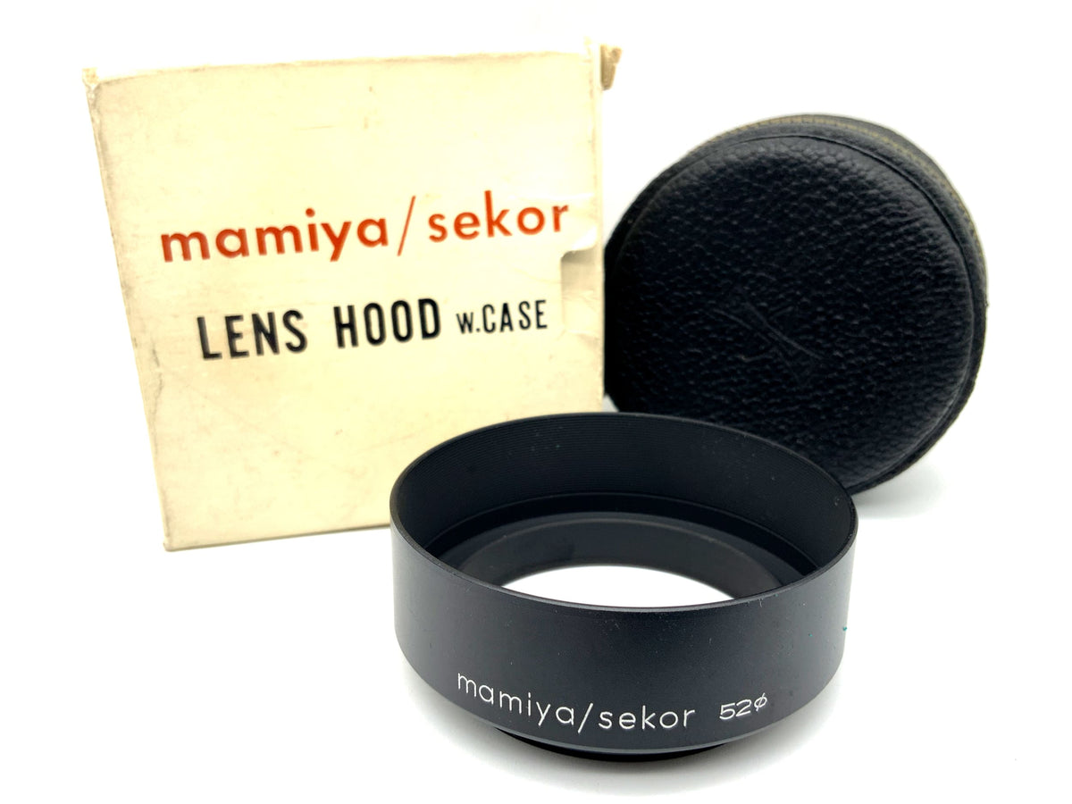 Pare-soleil Mamiya Sekor 52 mm ⌀52 en métal avec sac et emballage d'origine.