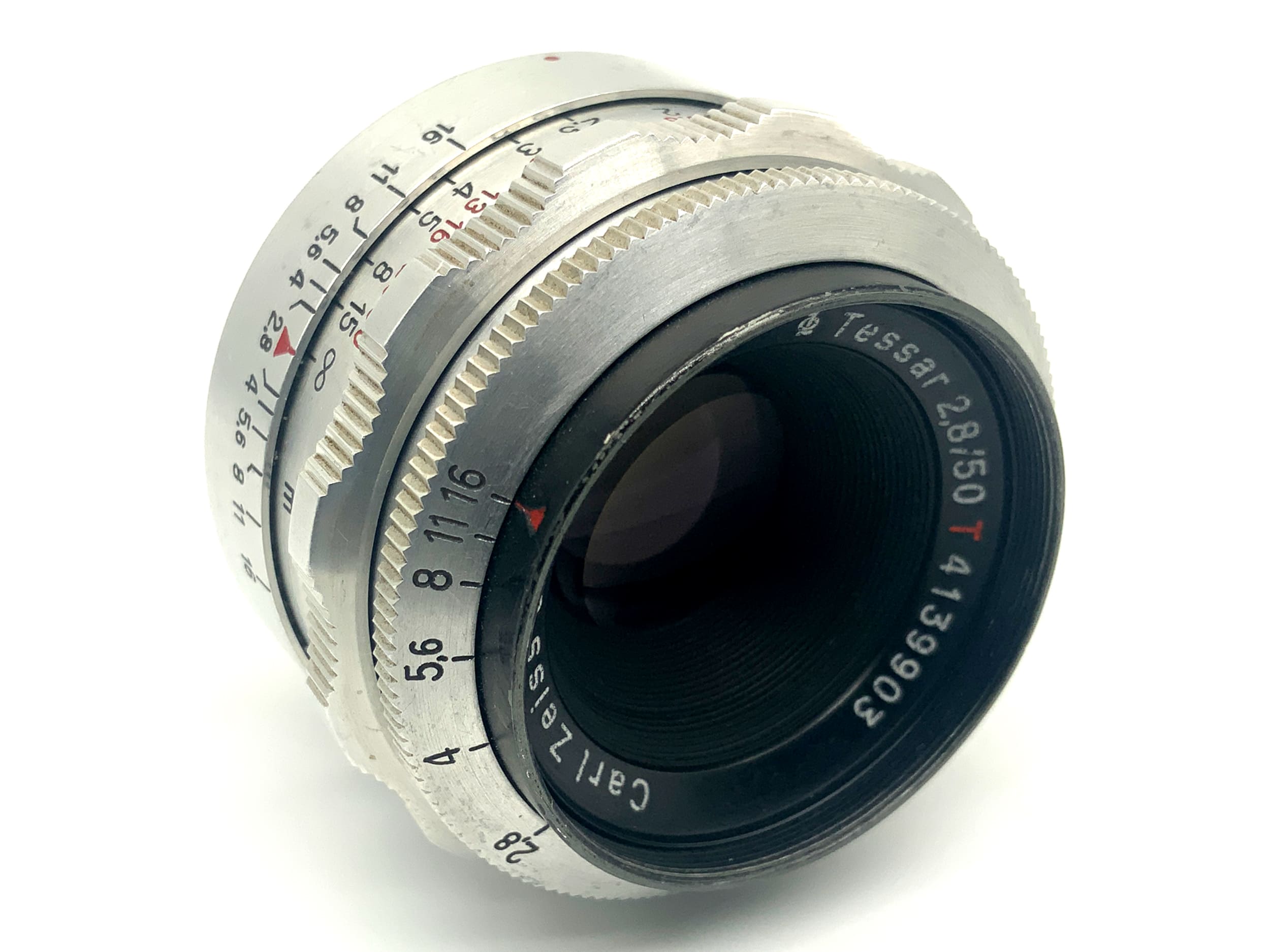 Carl Zeiss Jena Tessar Q1 compact 12 Blades red T 50mm 1:2.8 Objektiv (Exa)