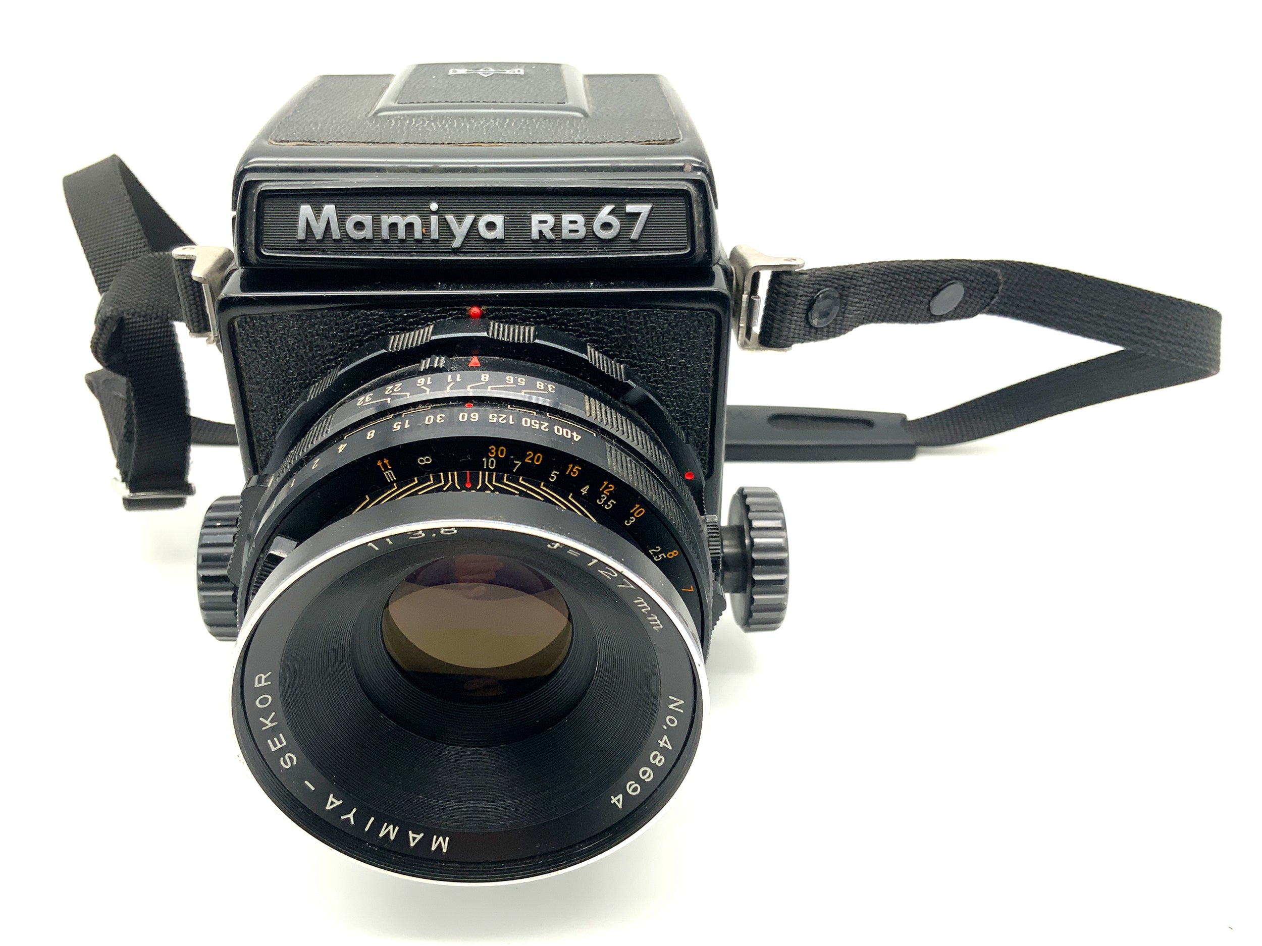 Appareil photo moyen format professionnel Mamiya RB67 avec objectif Mamiya-Sekor 1:3.8 f=127 mm