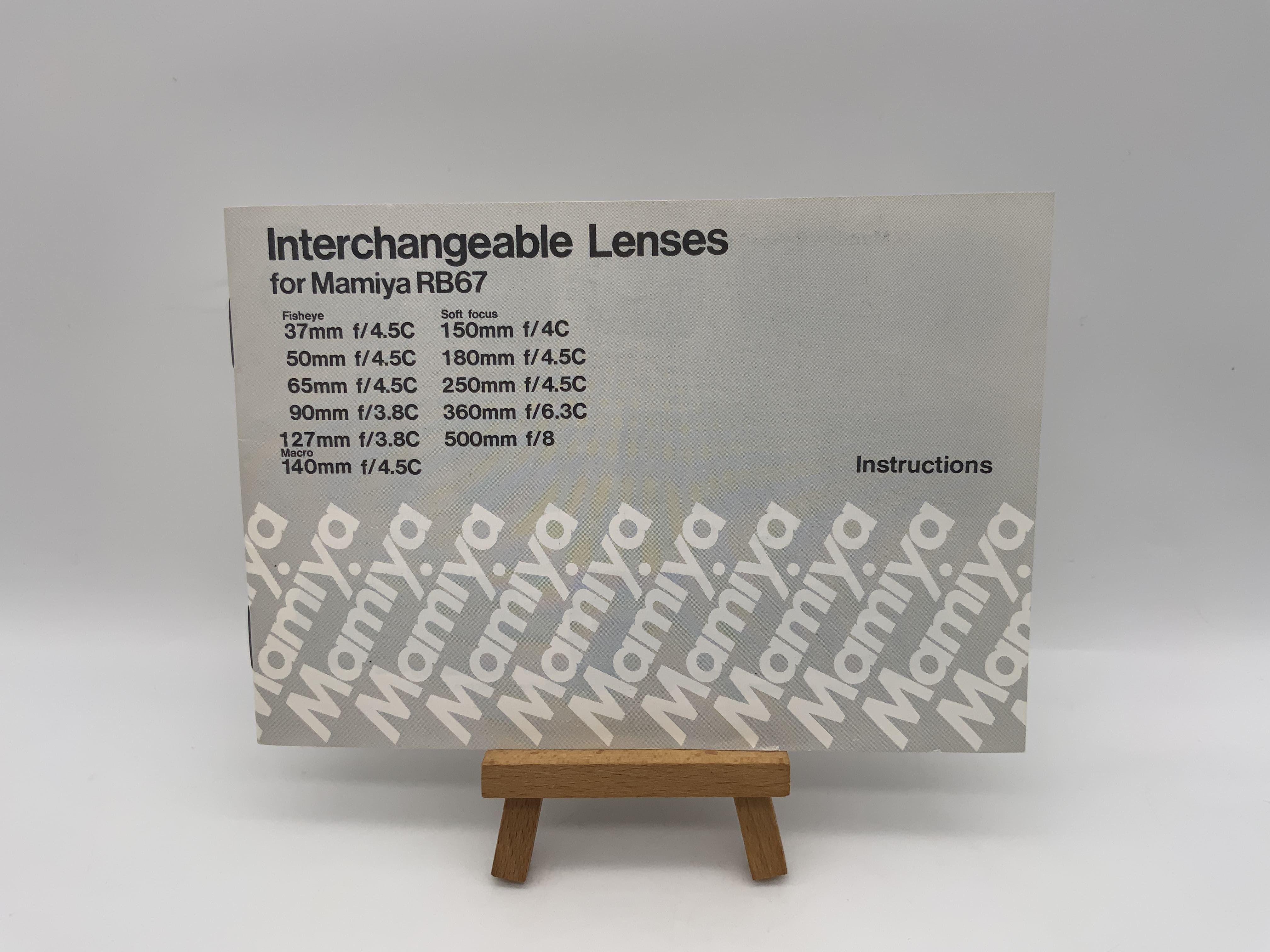 Mamiya Interchangeable Lenses for Mamiya RB67 Fisheye Instructions (English)