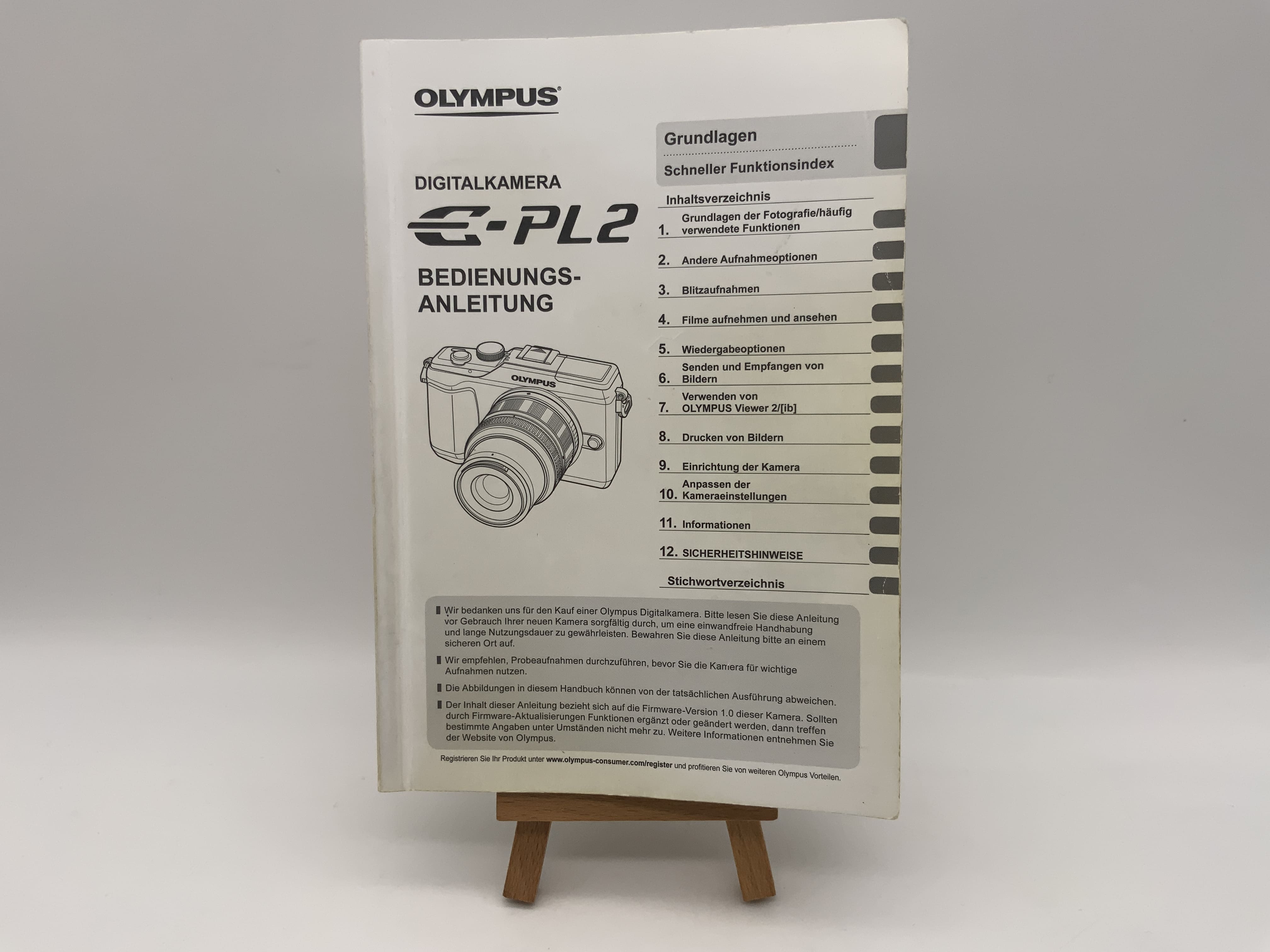 Manuel d'utilisation de l'Olympus Camedia E-PL2 (allemand)