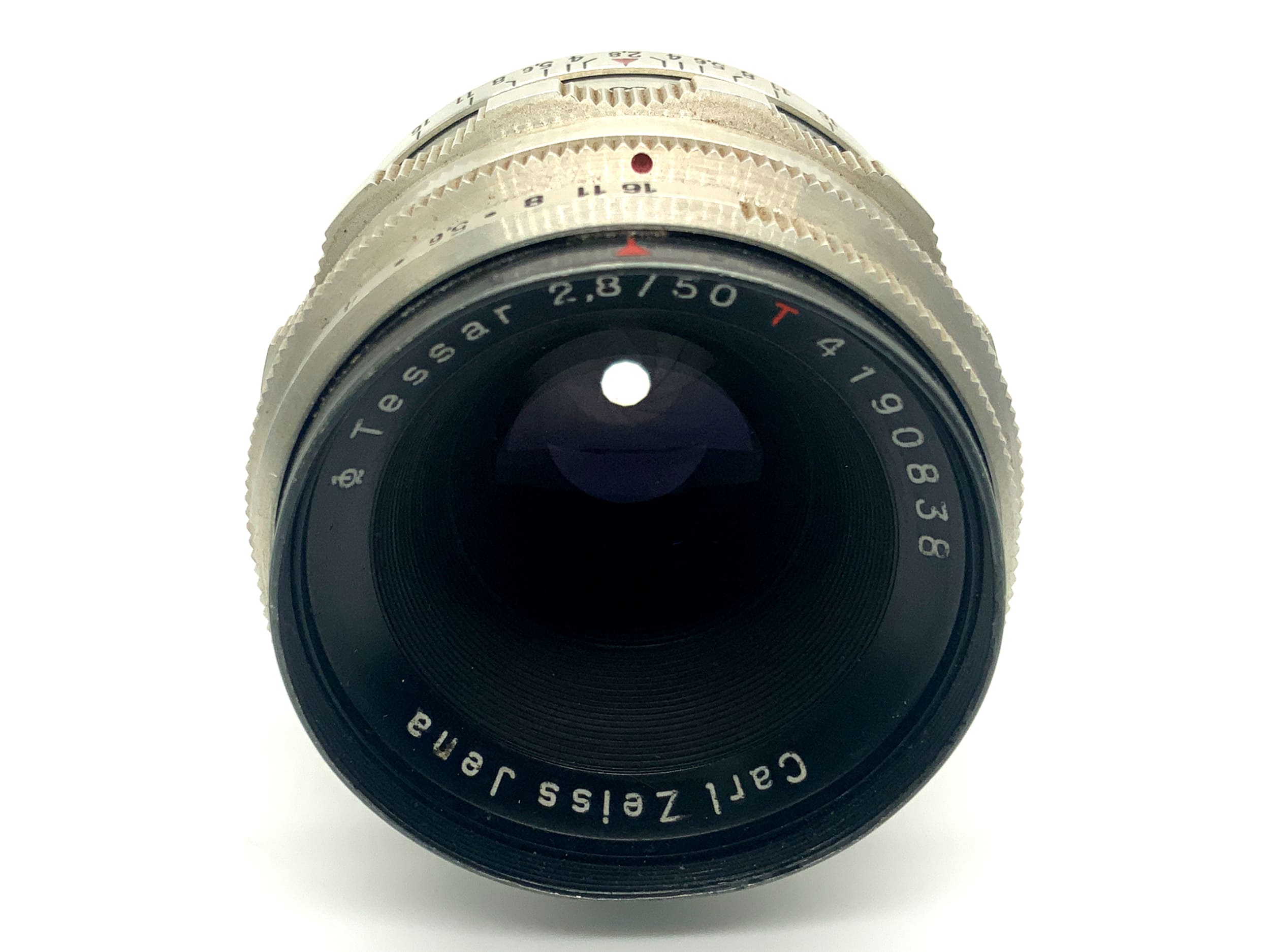 Carl Zeiss Jena Tessar Q1 compact 12 Blades red T 50mm 1:2.8 (M42) Pilz!