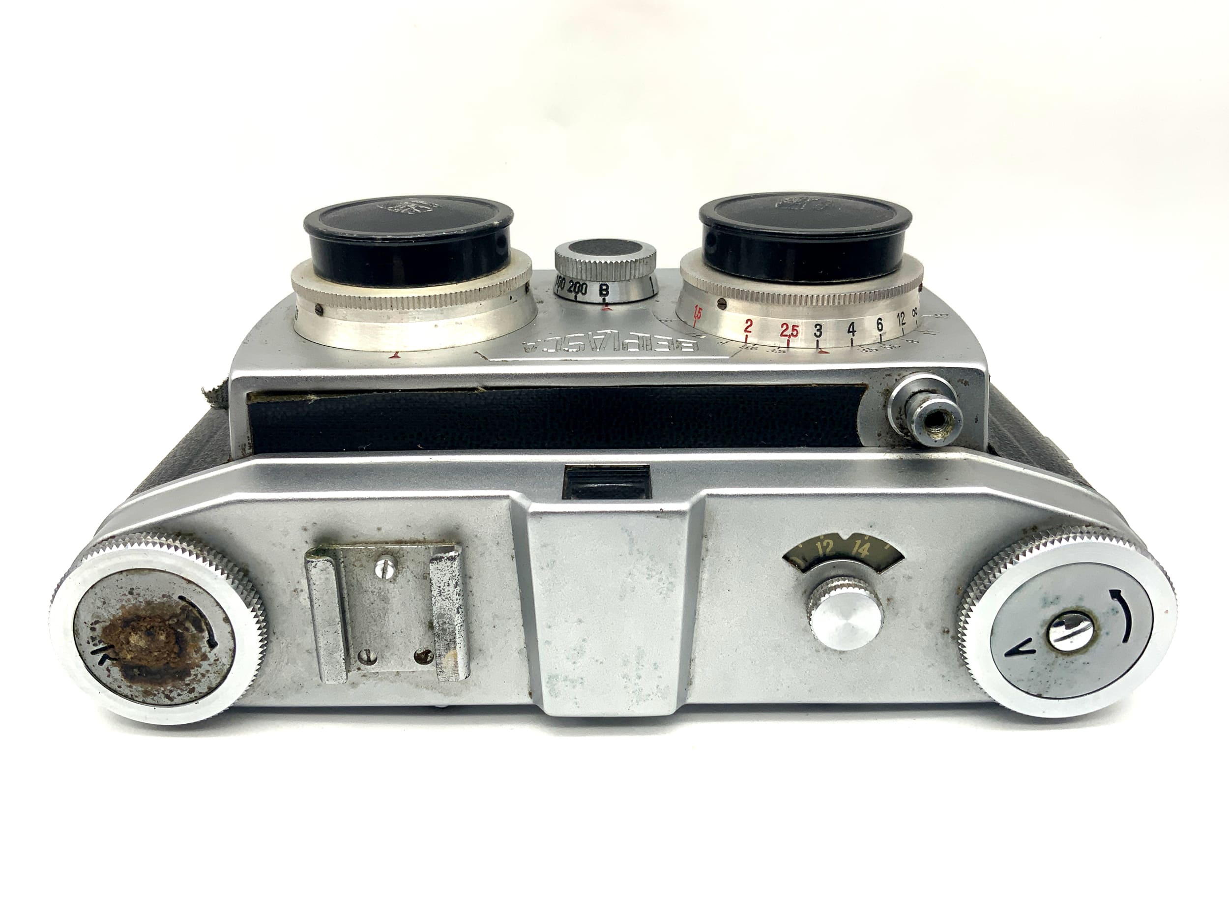 Appareil photo à viseur Belka Werk VEB Belplasca avec objectif Carl Zeiss Jena Tessar 3,5/37,5 mm