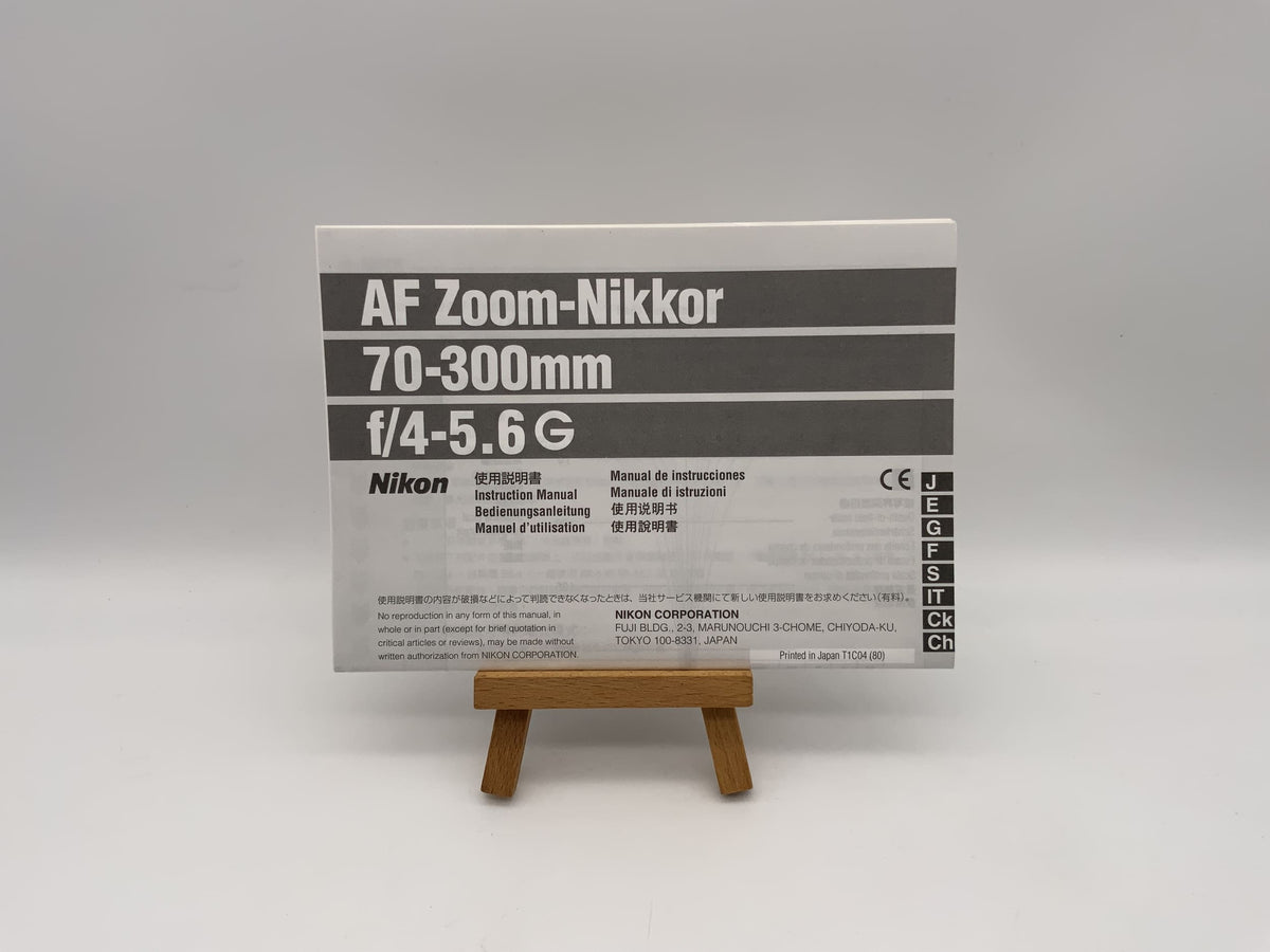 Manuel d'utilisation de l'objectif Nikon AF Zoom-Nikkor 70-300mm f/4-5.6G (allemand)