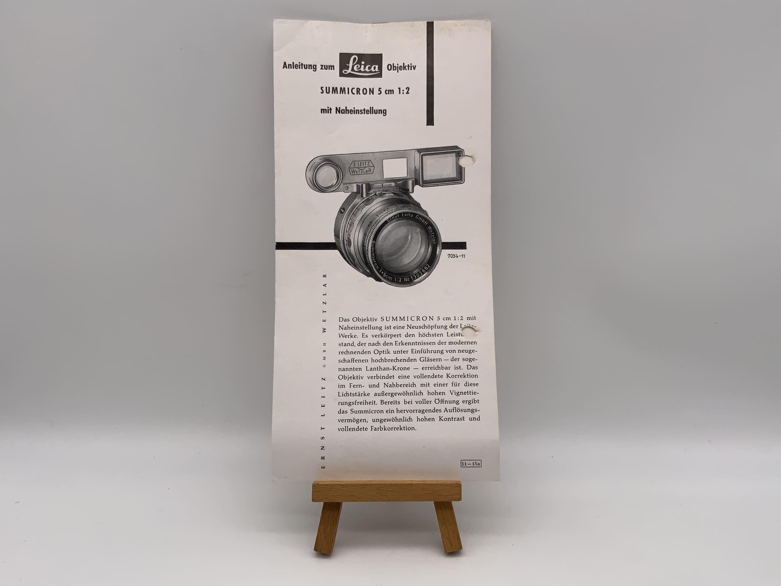 Leica Summicron 5cm 1:2 with close focus (11-15a) Operating instructions German
