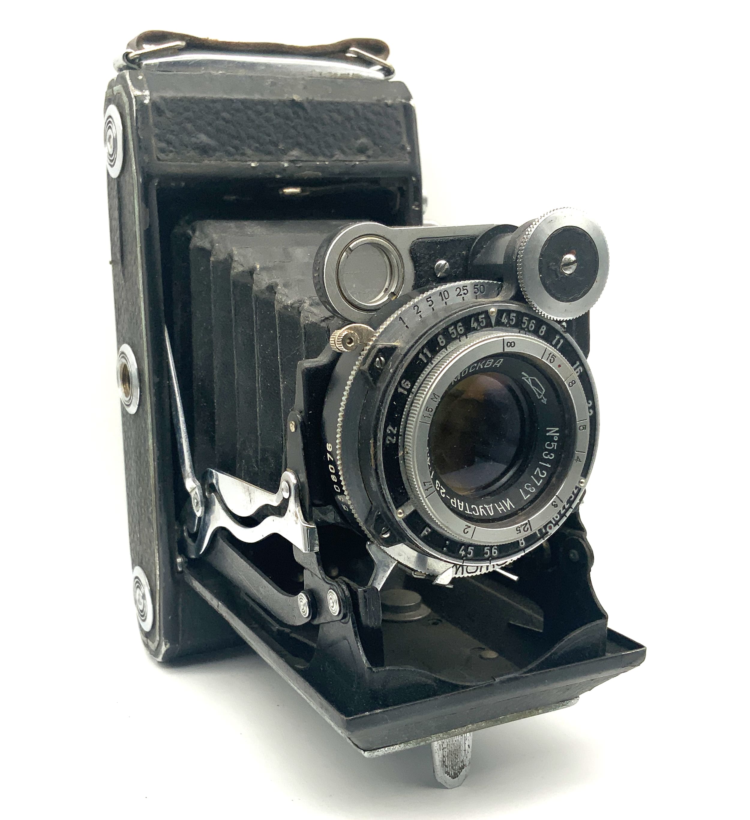 KMZ Moskva 1 Klappkamera mit Industar-23 11cm 1:4.5 Messsucher Rangefinder