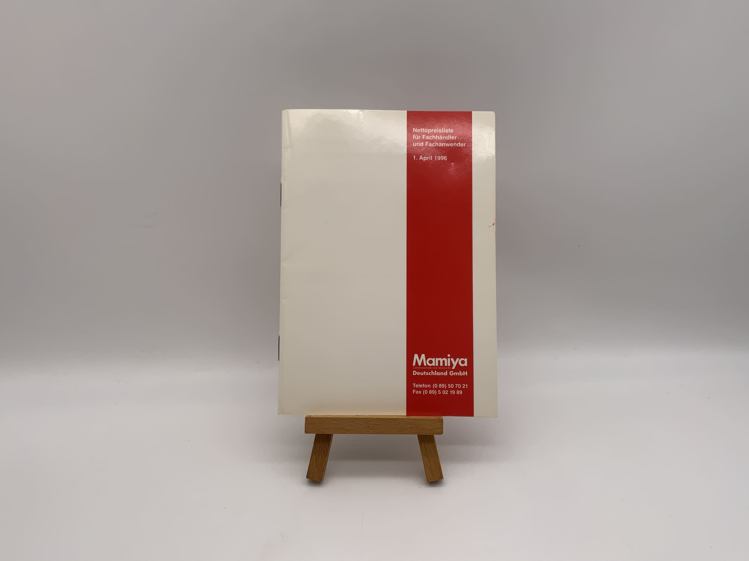 Liste de prix Mamiya 1996 - Tarifs nets pour les revendeurs et les utilisateurs professionnels (allemand)