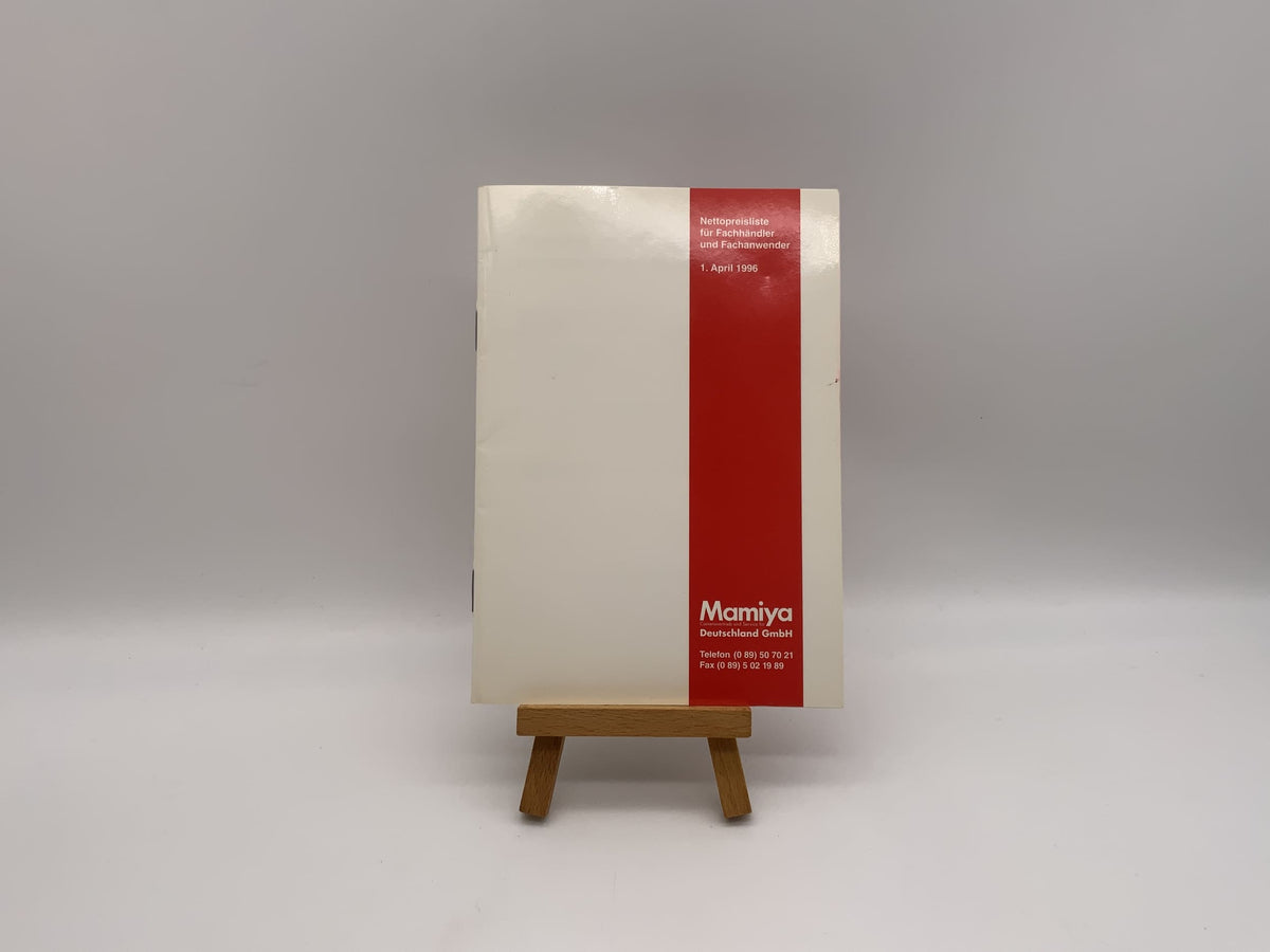 Liste de prix Mamiya 1996 - Tarifs nets pour les revendeurs et les utilisateurs professionnels (allemand)