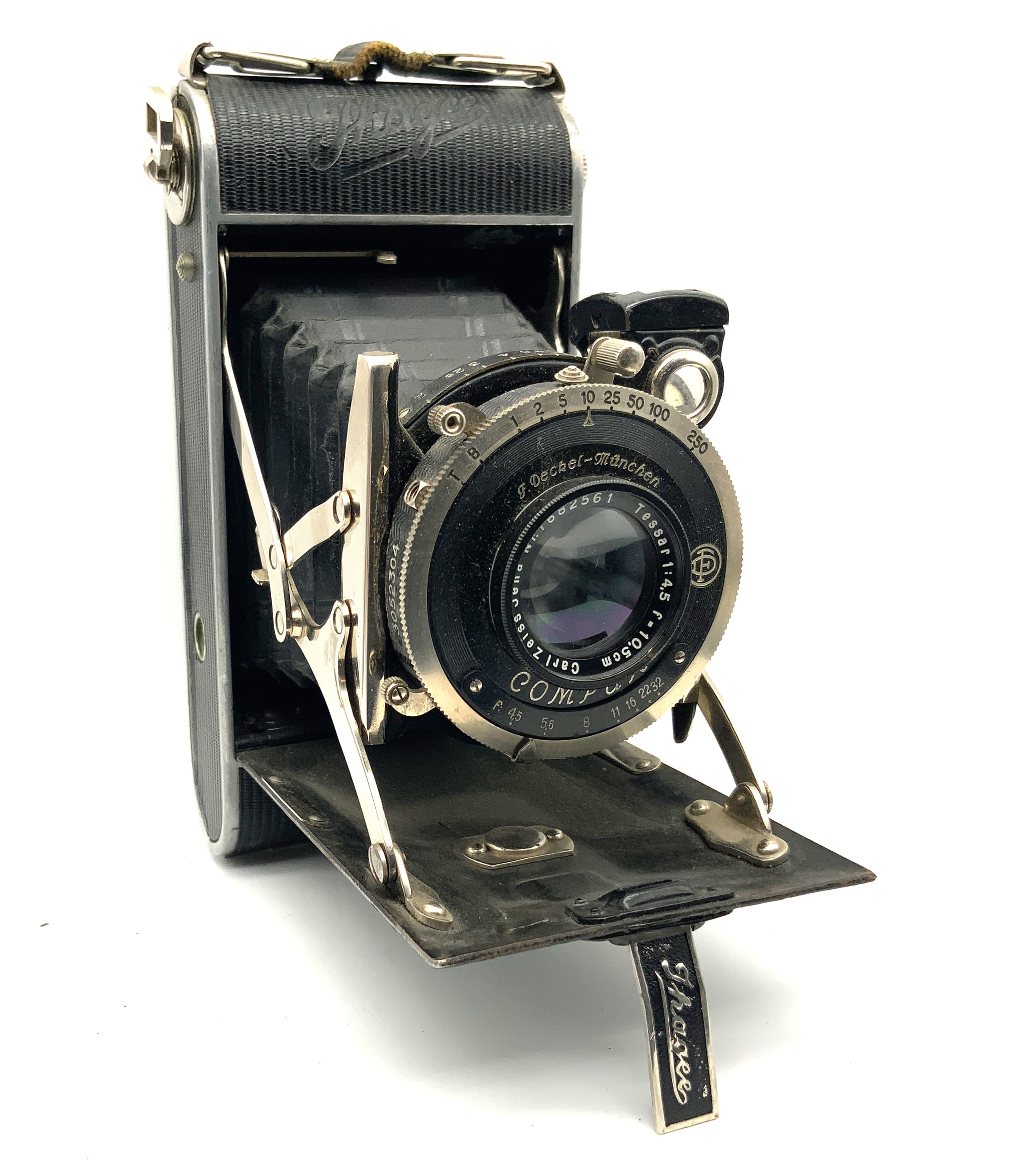 Ihagee Klappkamera mit Carl Zeiss Tessar 10,5cm 1:4,5 6x9 Compur Analogkamera