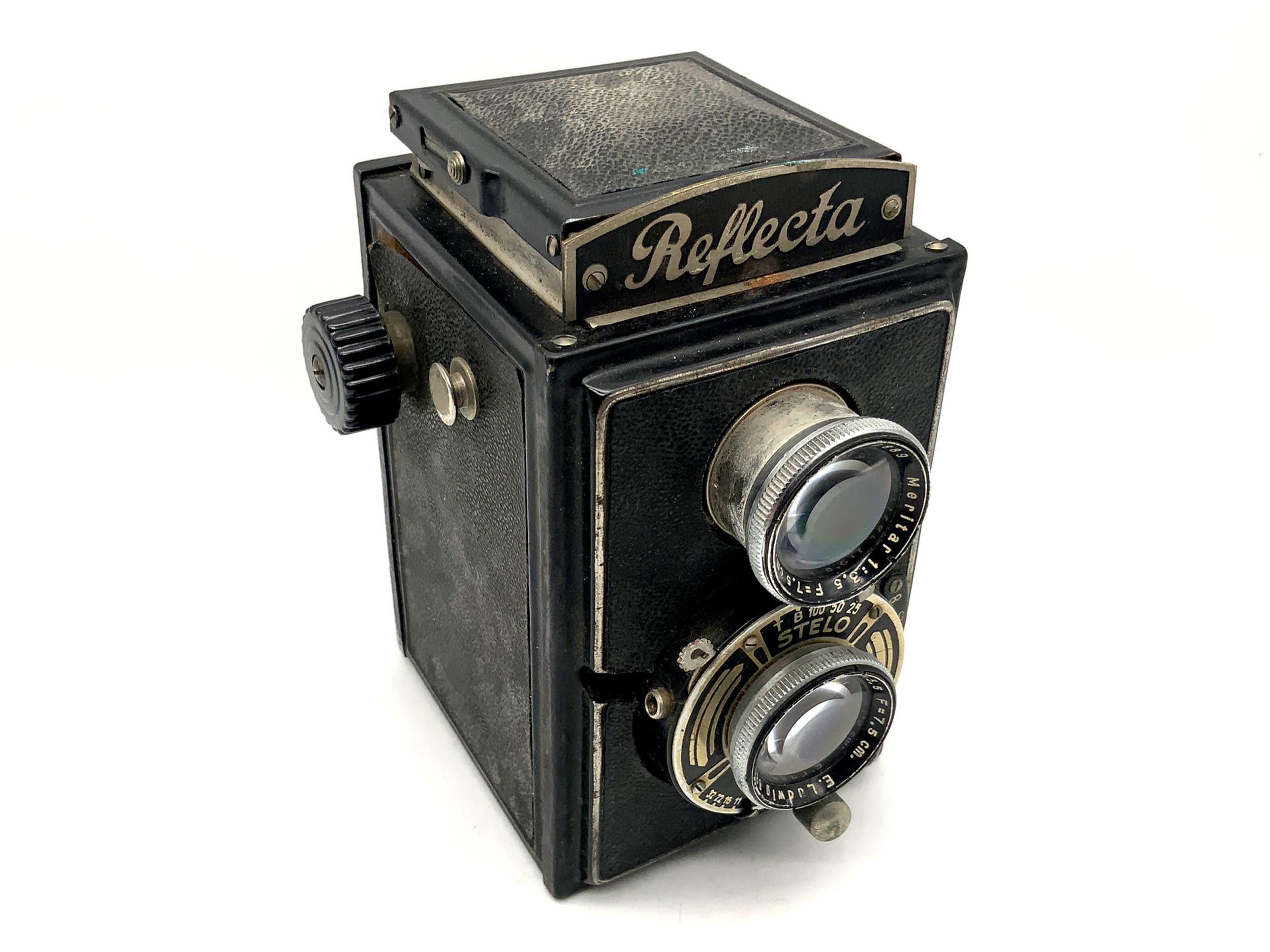 Appareil photo analogique Welta Reflexiona TLR avec objectif bi-objectif E. Ludwig Meritar 7,5 cm 1:3,5