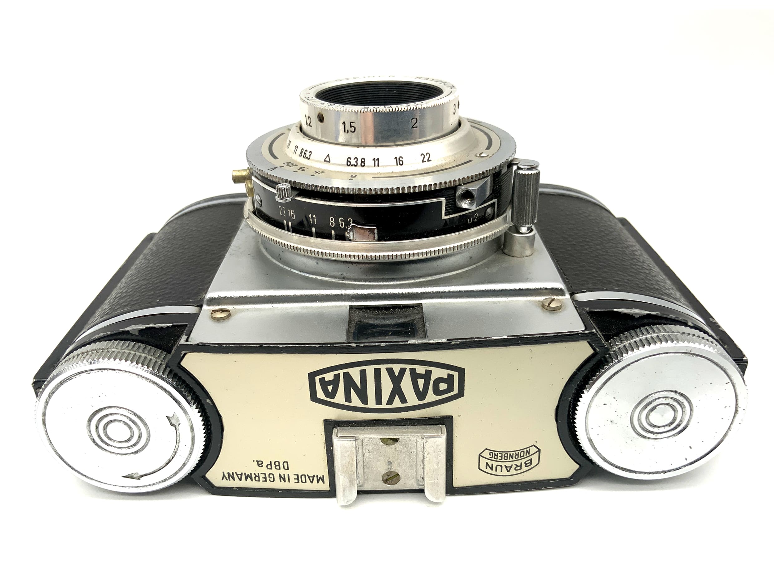Braun Paxina Sucherkamera mit Steiner Steinar 75mm 1:6.3 Analogkamera
