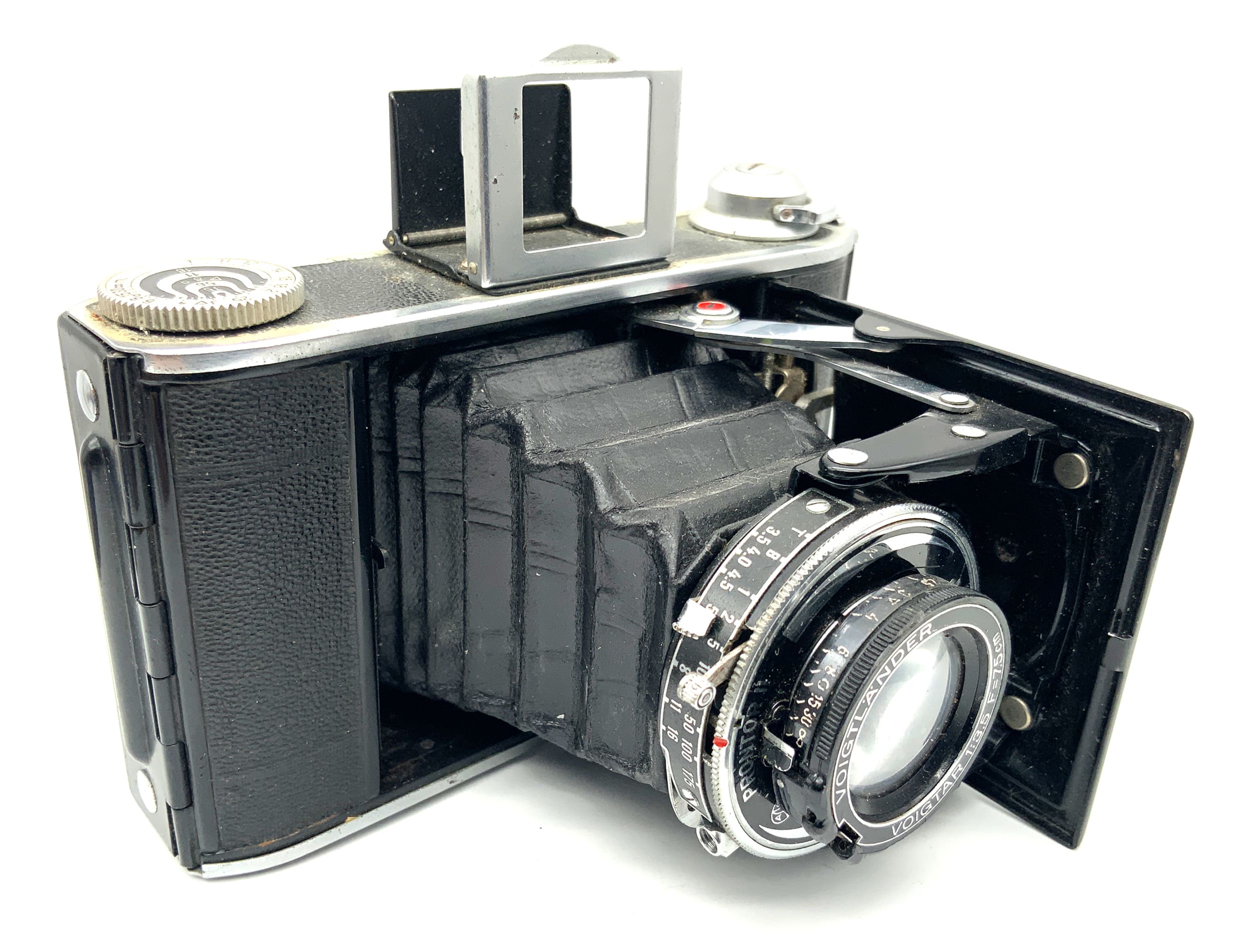 Appareil photo pliant Voigtländer Bessa 66 avec caméra analogique Voigtländer 1:3,5 7,5 cm Prontor II