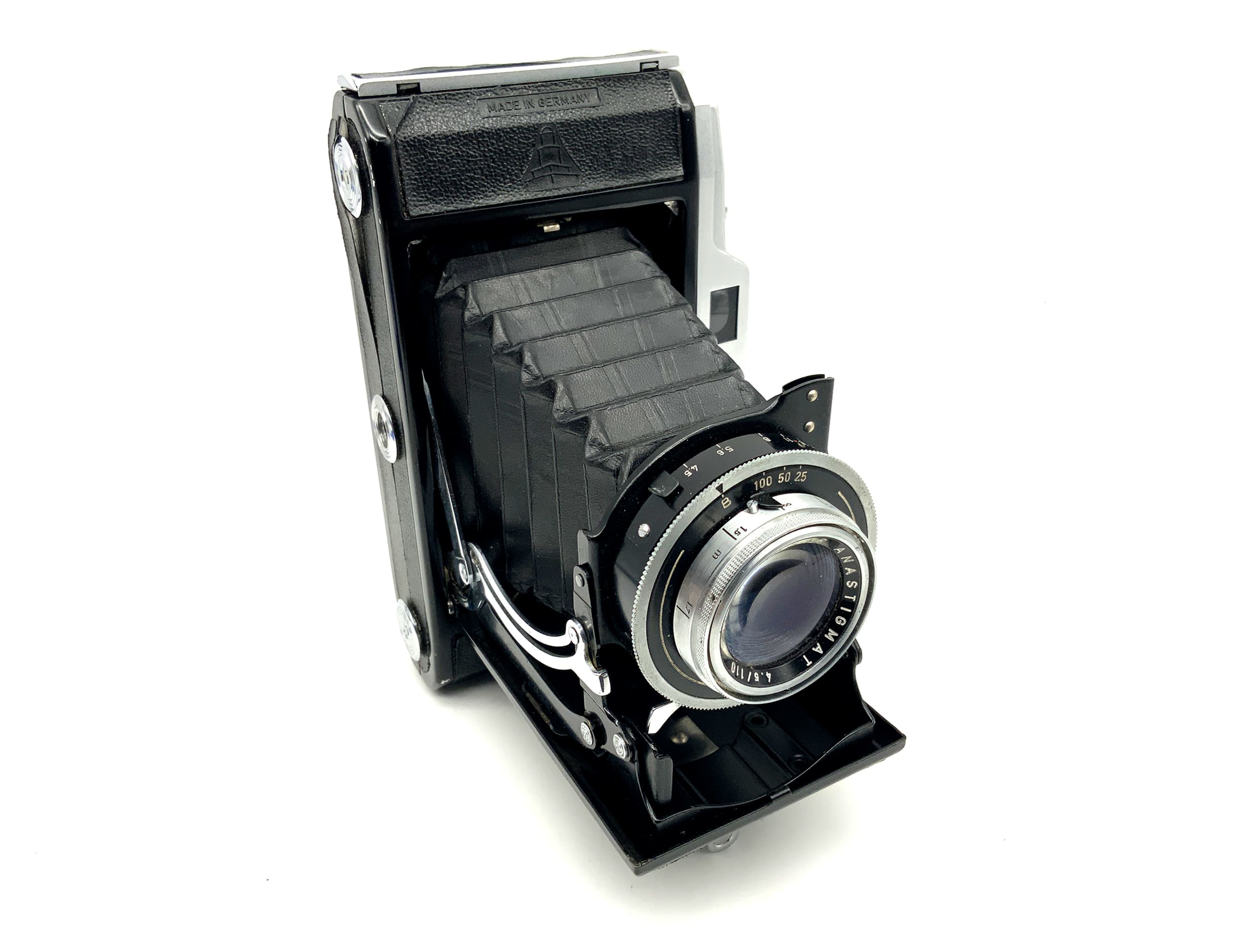 Appareil photo pliant Pentacon Ercona II avec objectif Novar Anastigmat 1:4.5 110 mm rouge V