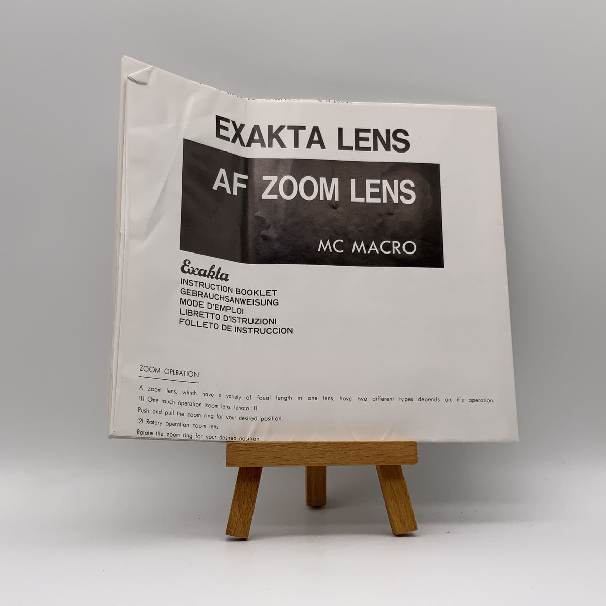 Manuel d'utilisation de l'objectif zoom Exakta AF MC Macro (allemand)