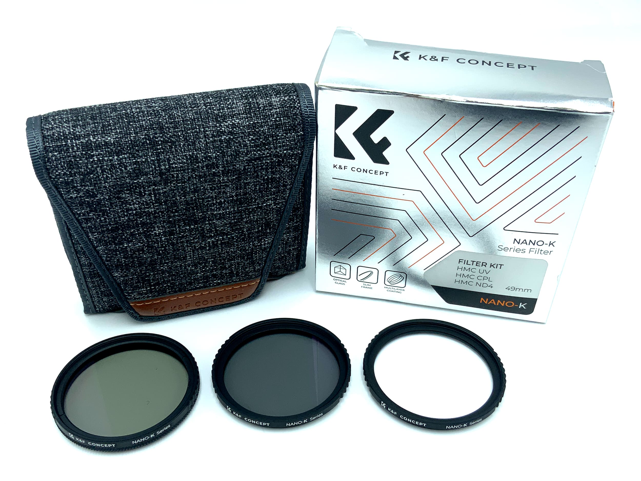 K&F Concept Filter Kit Nano-K HMC UV/CPL/ND4 in OVP Filter 49mm Kreisförmig