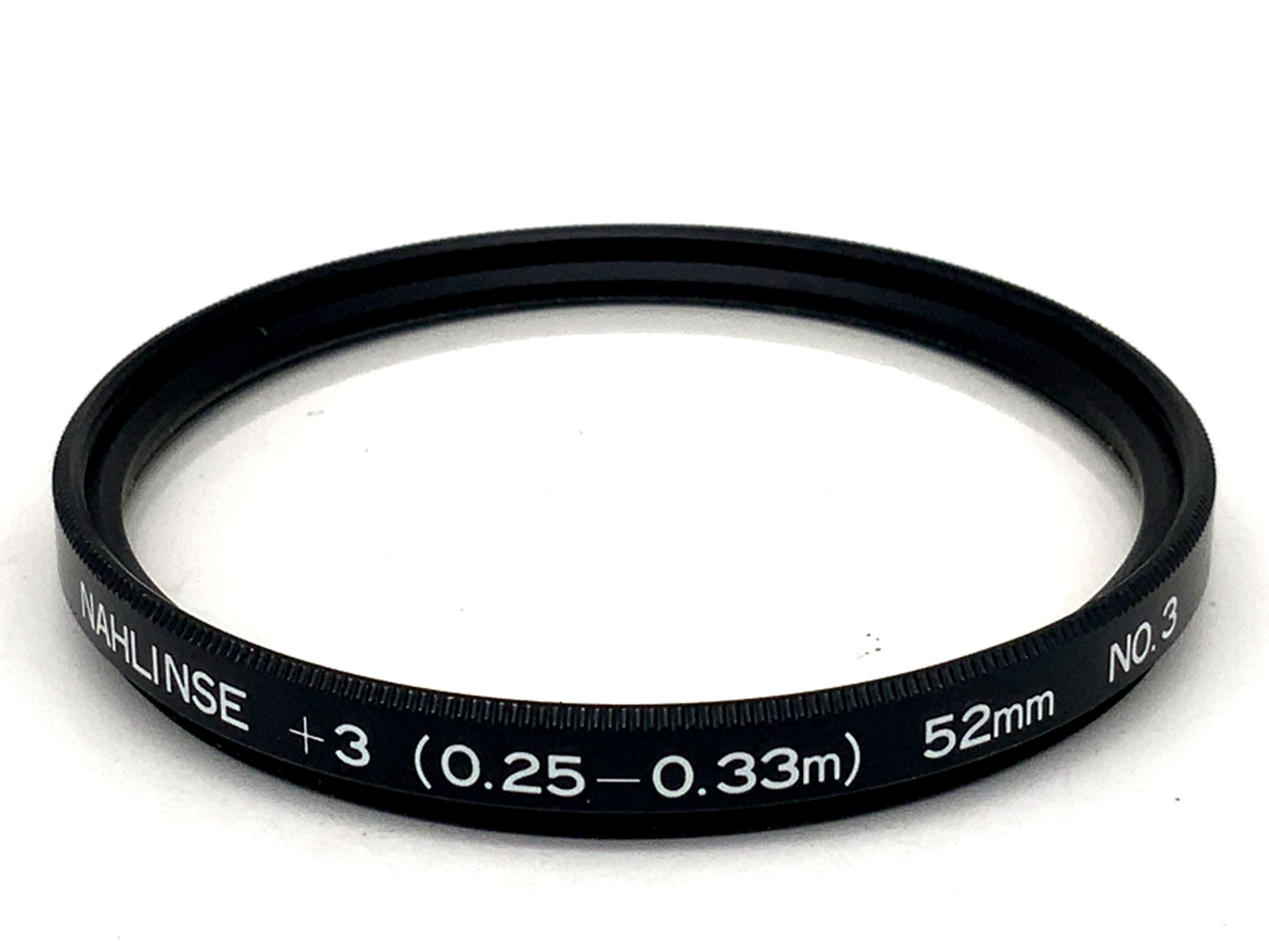 Objectif macro +3 (0,25-0,33 m) Filtre n° 3 52 mm circulaire