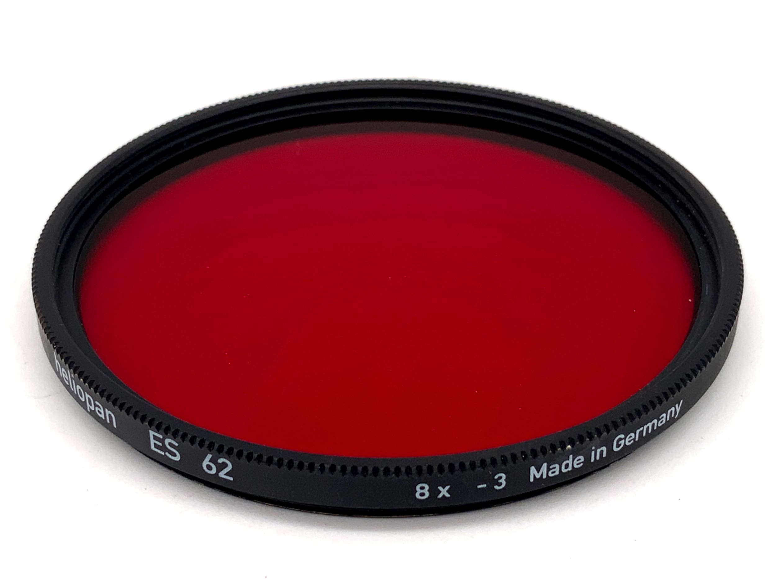 Filtre rouge Heliopan ES 62, grossissement 8x -3, filetage circulaire de 62 mm