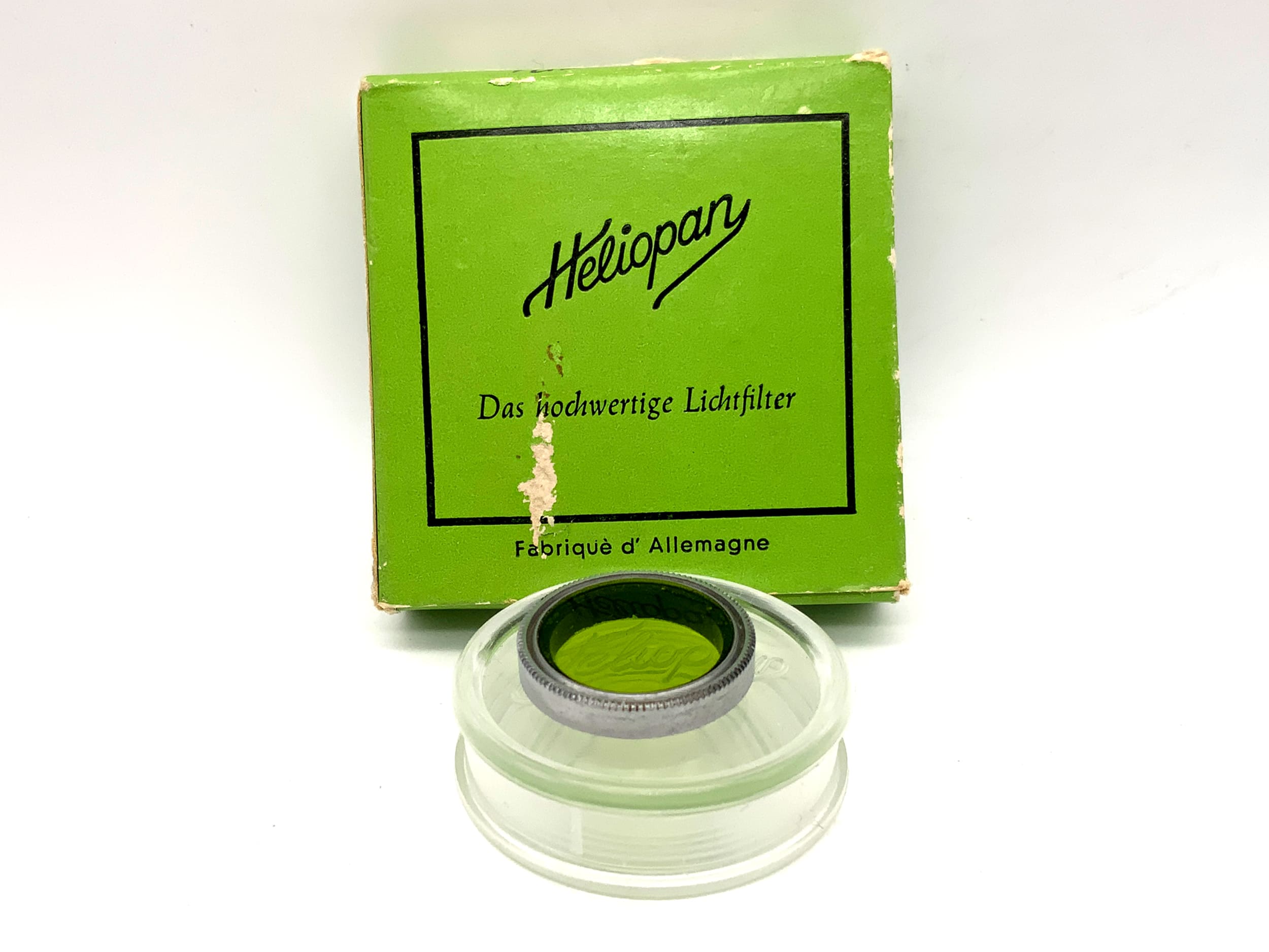 Filtre de couleur jaune-vert Heliopan, filtre Elmar 19x55, filetage circulaire de 19 mm