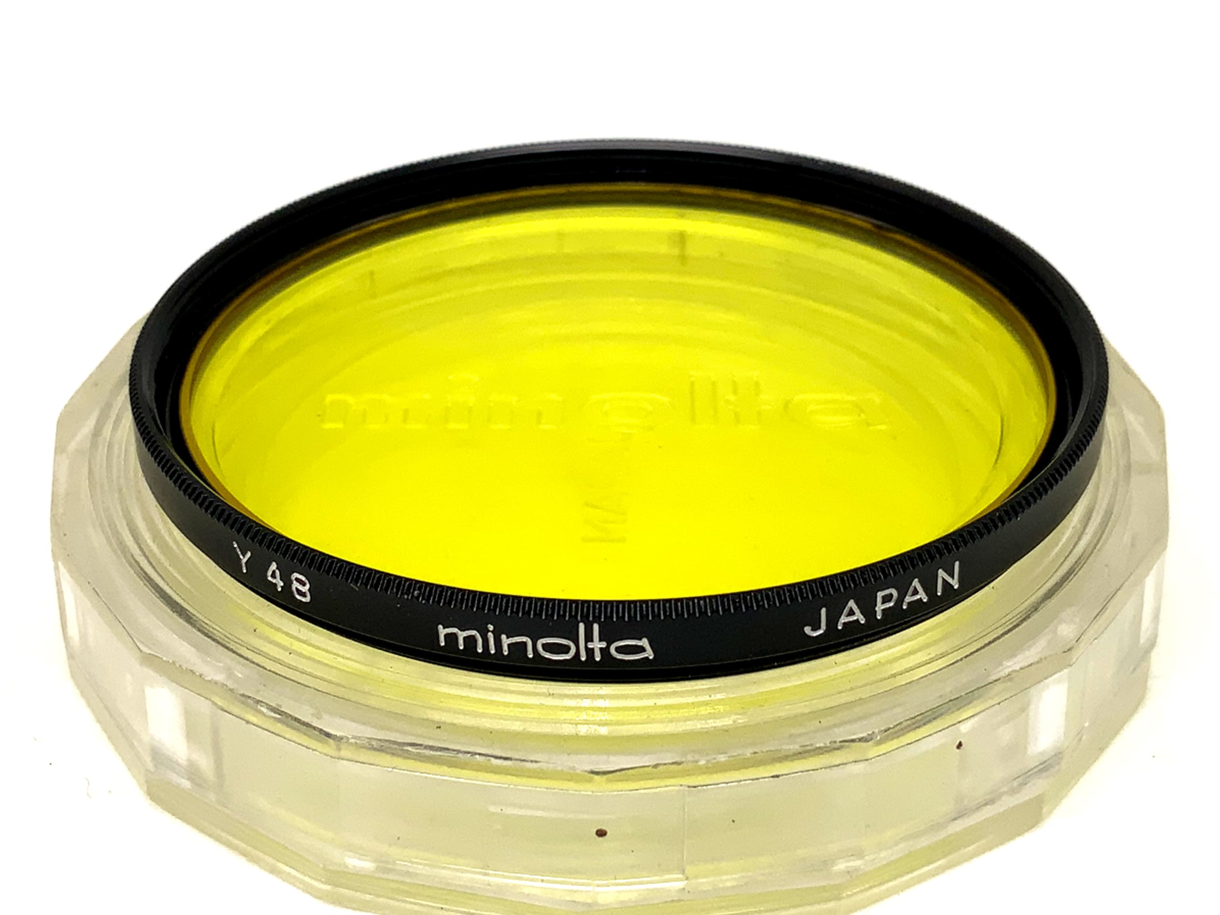 Minolta yellow color filter Y 48 F55NA in case, 55mm filter thread