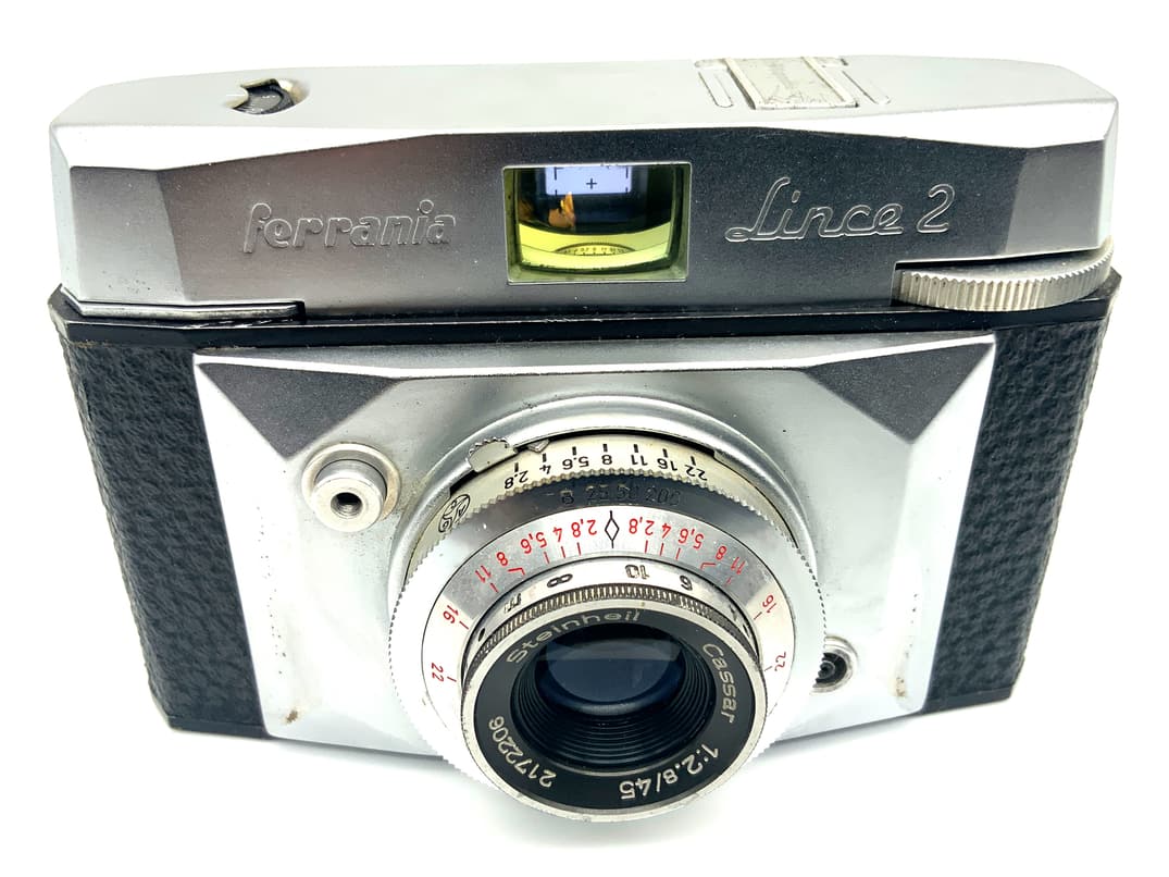 Ferrania Lince 2 Sucherkamera mit Steinheil Cassar 45mm 1:2.8 Analogkamera