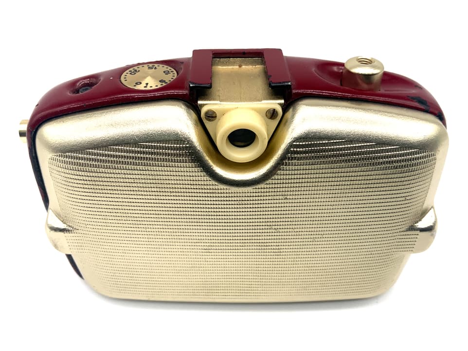 Pentacon Penti Sucherkamera mit 1:3.5/30mm V Meyer-Optik Trioplan Gold & Rot