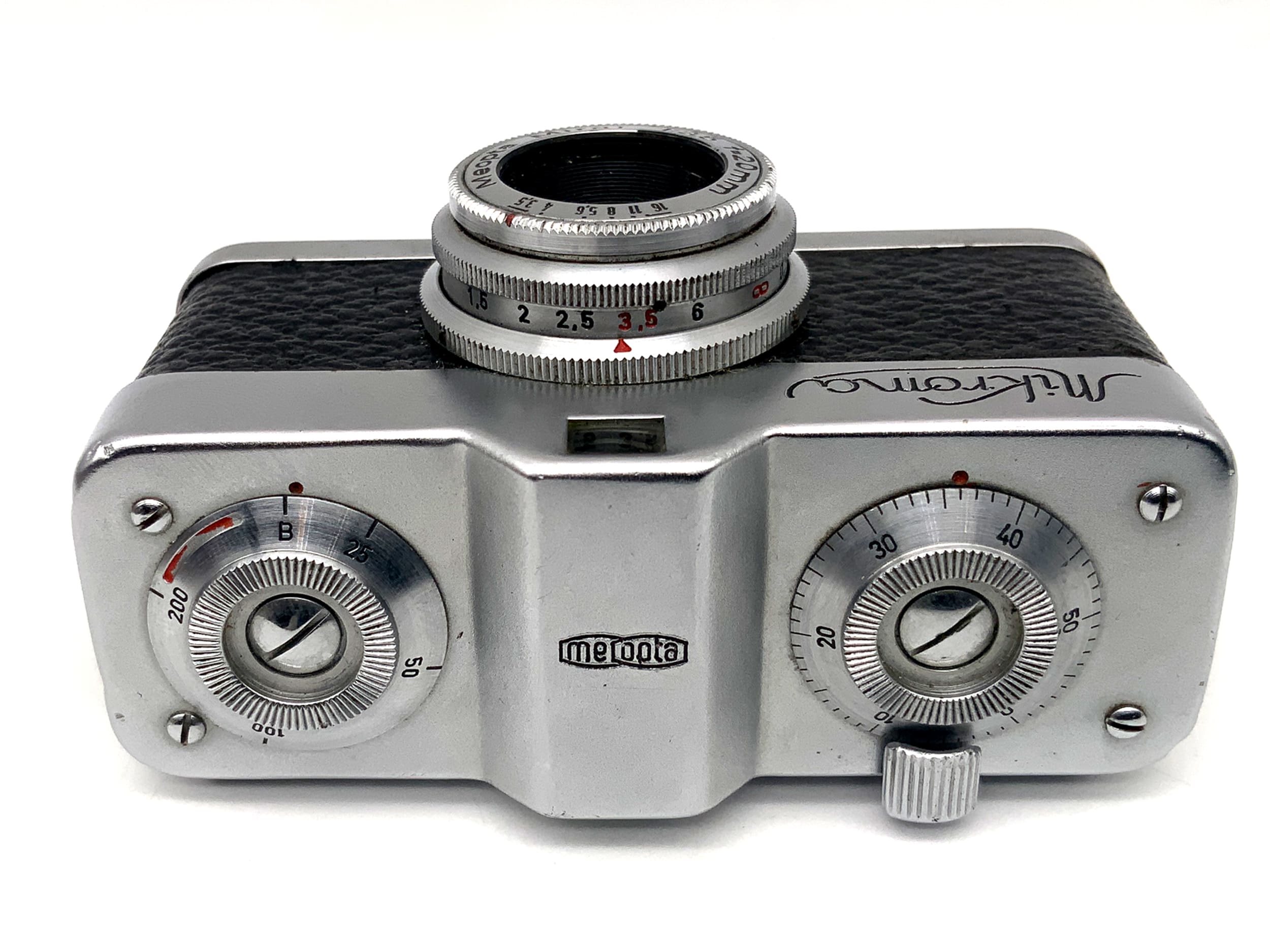 Meopta Mikroma miniature camera with Mirar 20mm 1:3.5 miniature camera
