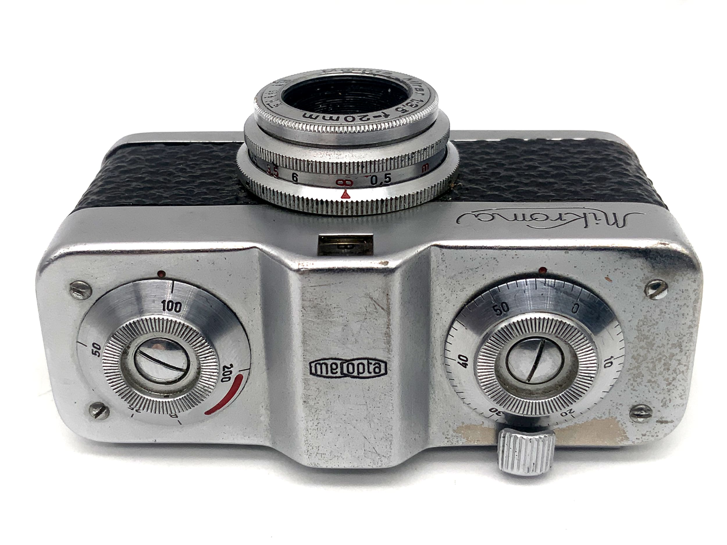 Meopta Mikroma miniature camera with Mirar 20mm 1:3.5 miniature camera