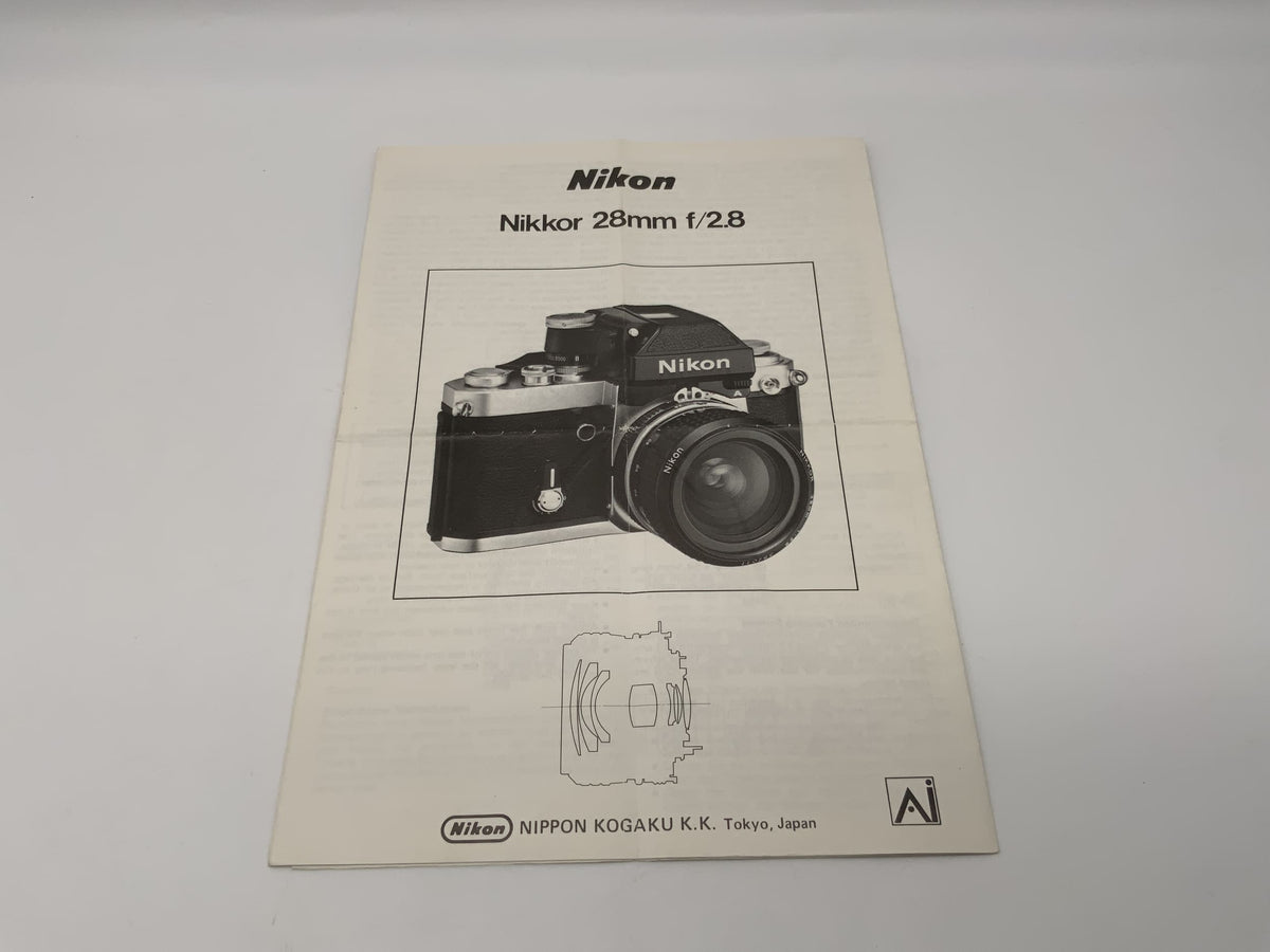 Manuel d'utilisation de l'objectif Nikon Nikkor 28 mm f/2.8 Ai (allemand)