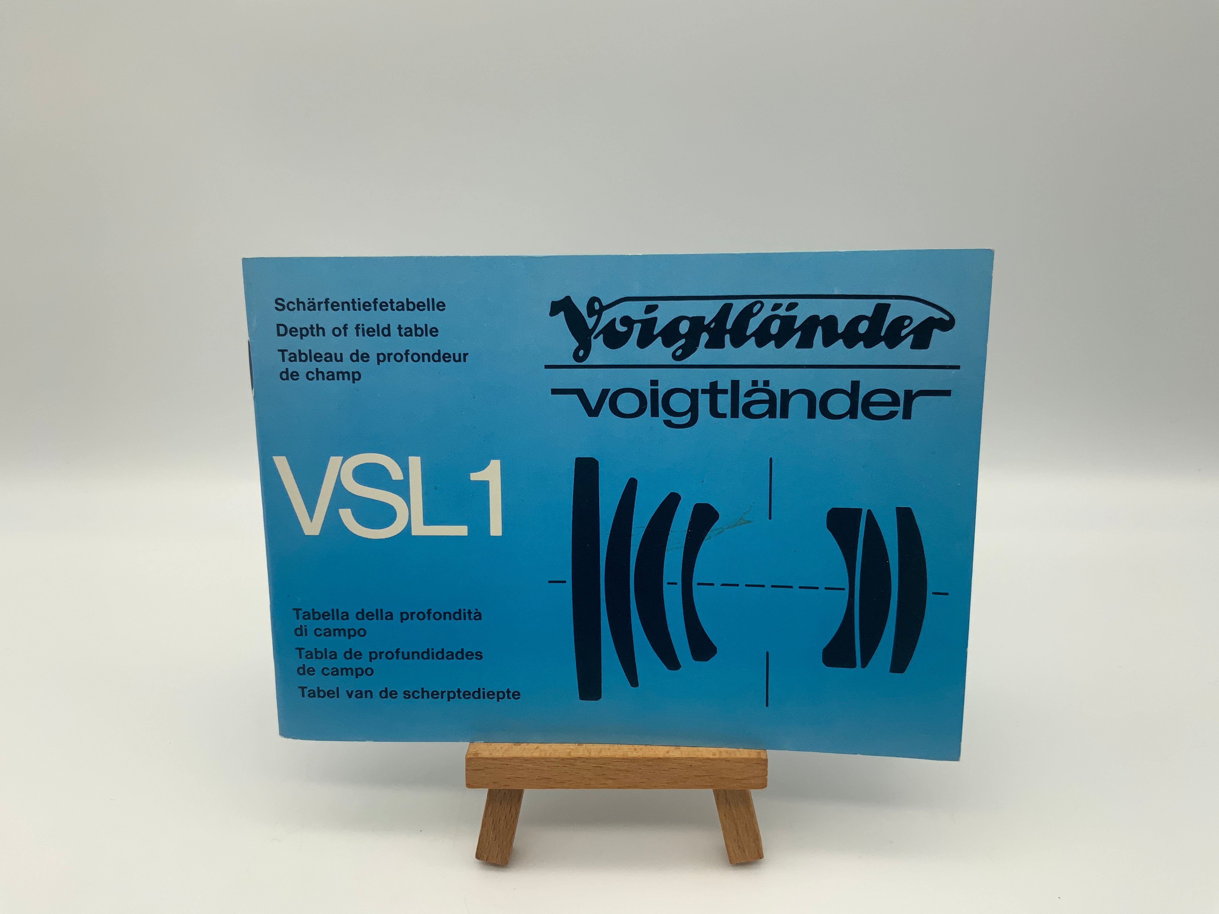 Manuel d'utilisation de la table de profondeur de champ Voigtländer VSL 1 en allemand