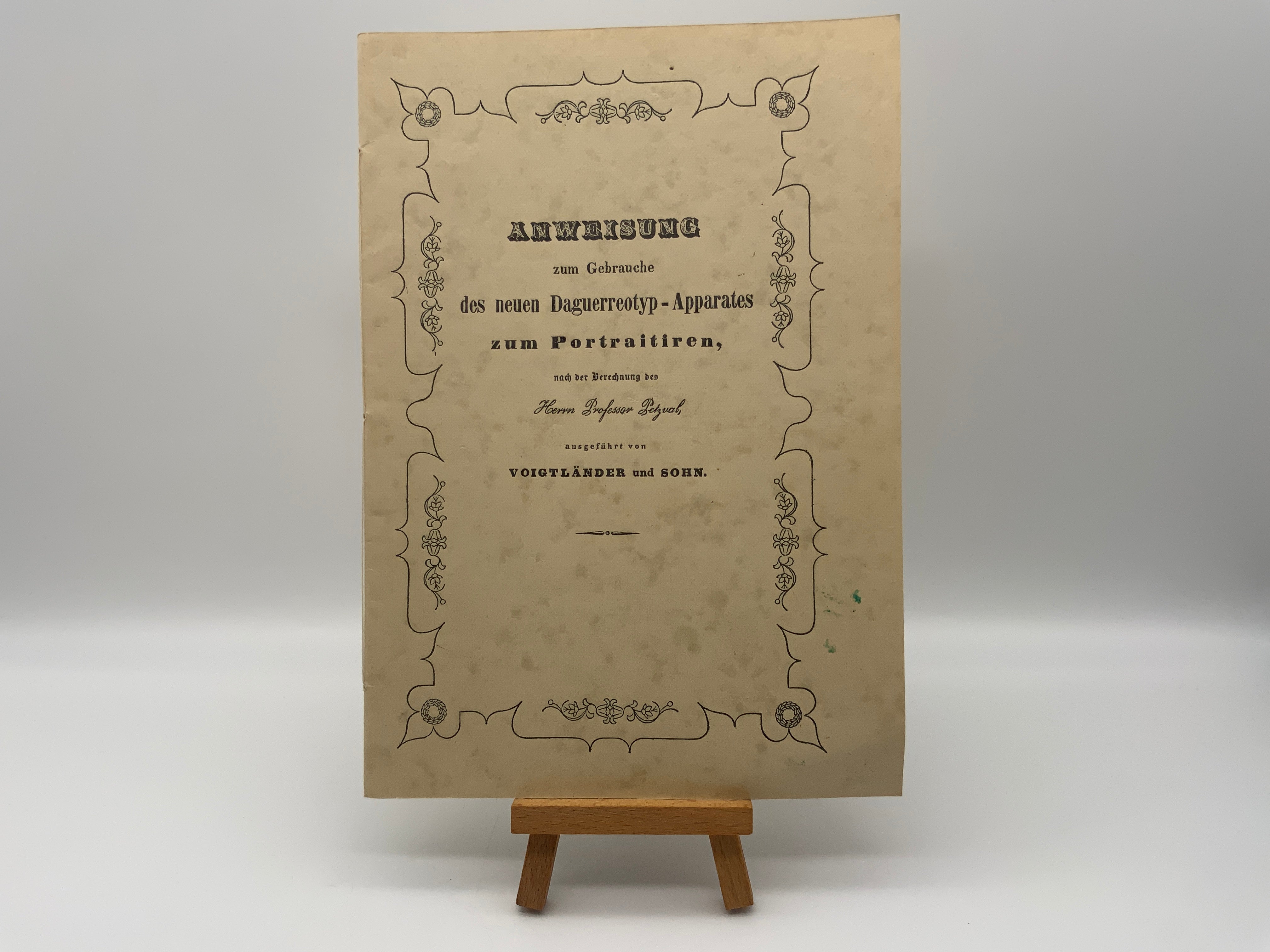 Appareil de daguerréotype Voigtländer pour les portraits Mode d'emploi allemand