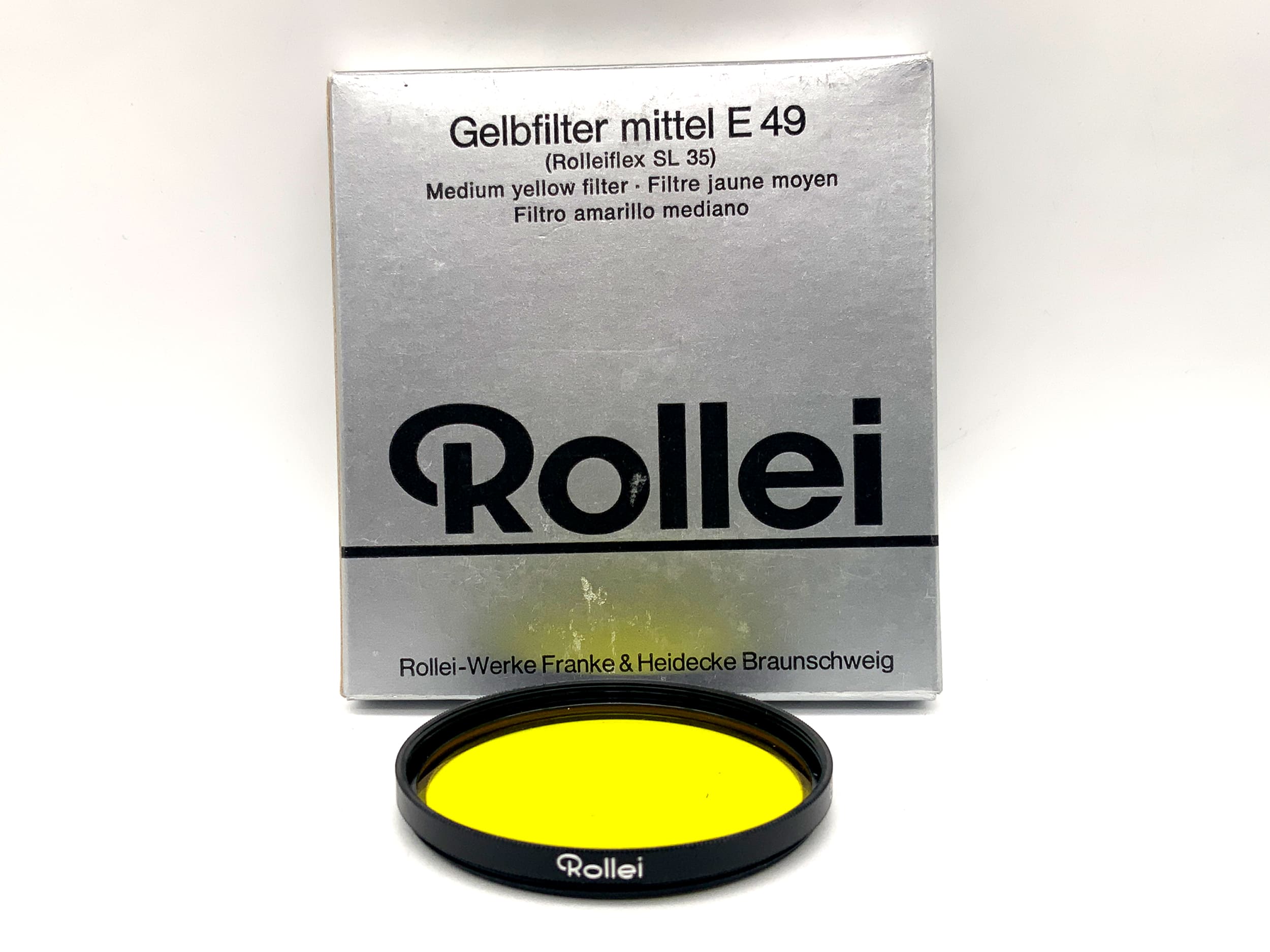 Rollei color filter E49 yellow medium (Rolleiflex SL 35) in original packaging, 49mm