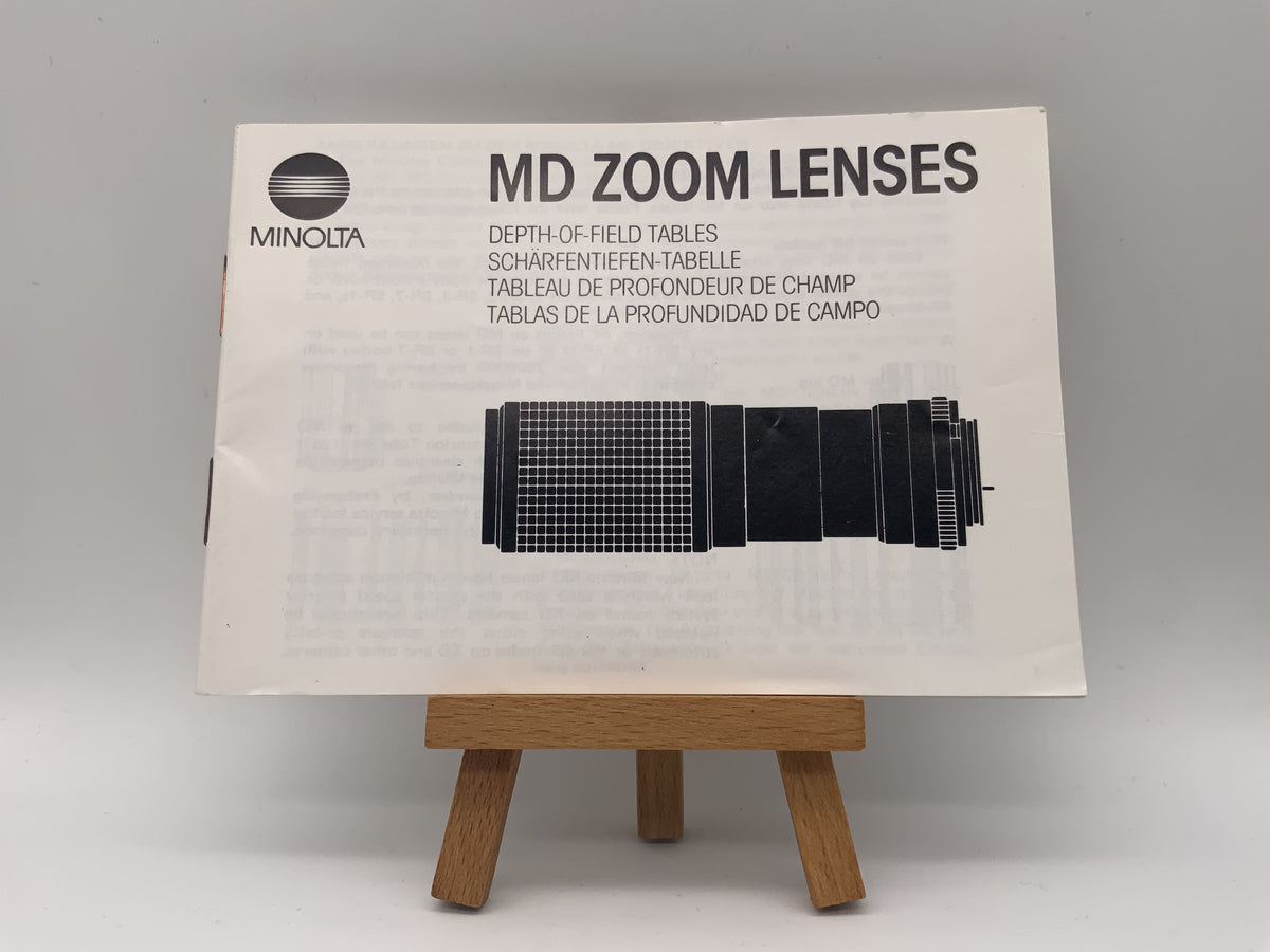 Minolta MD Zoom Lenses Schärfentiefen Tabelle Deutsch