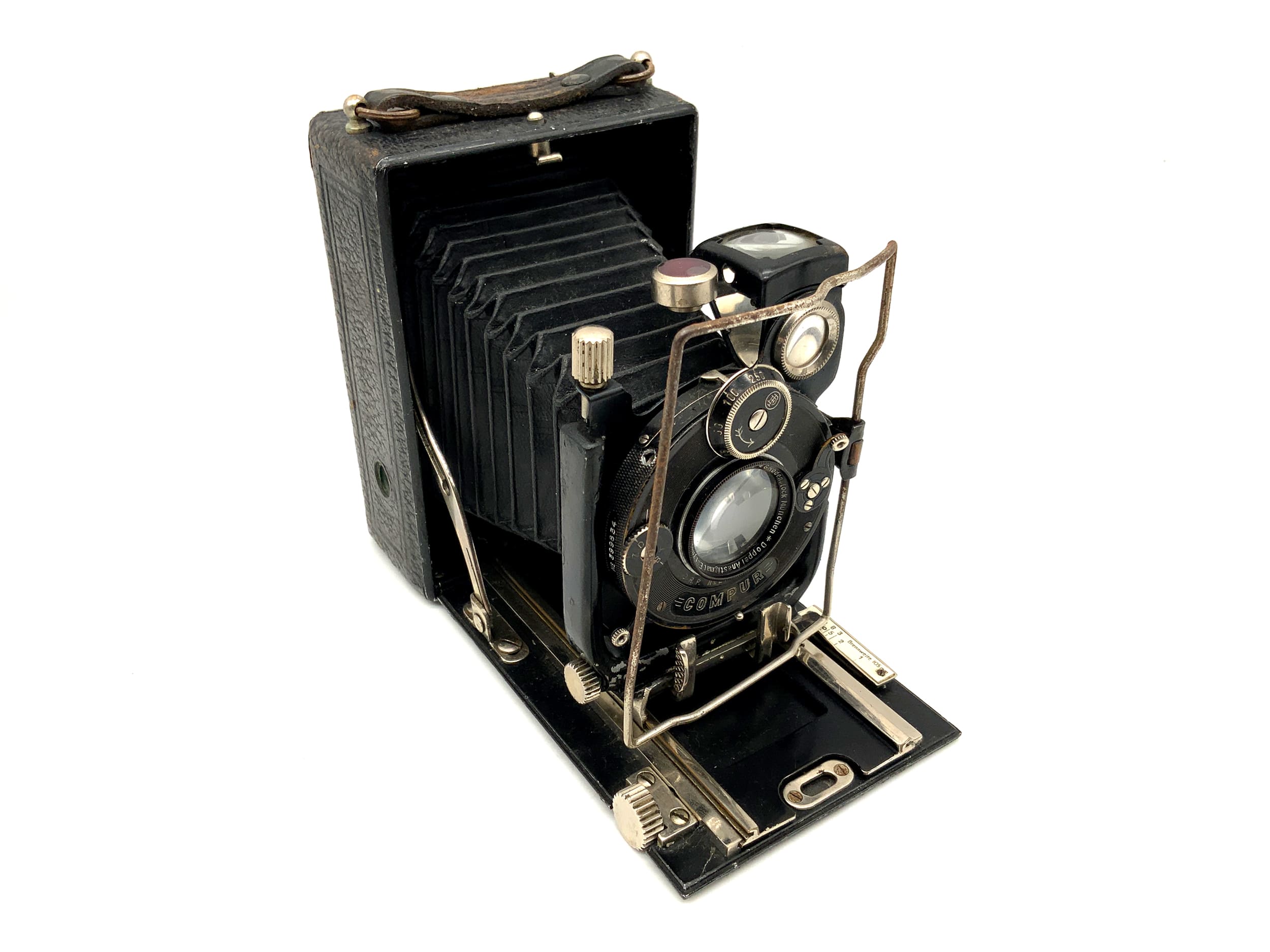 Appareil photo à plaques avec objectif double anastigmat Eurynar 1:4,5 10,5 cm de G. Roenstock Munich