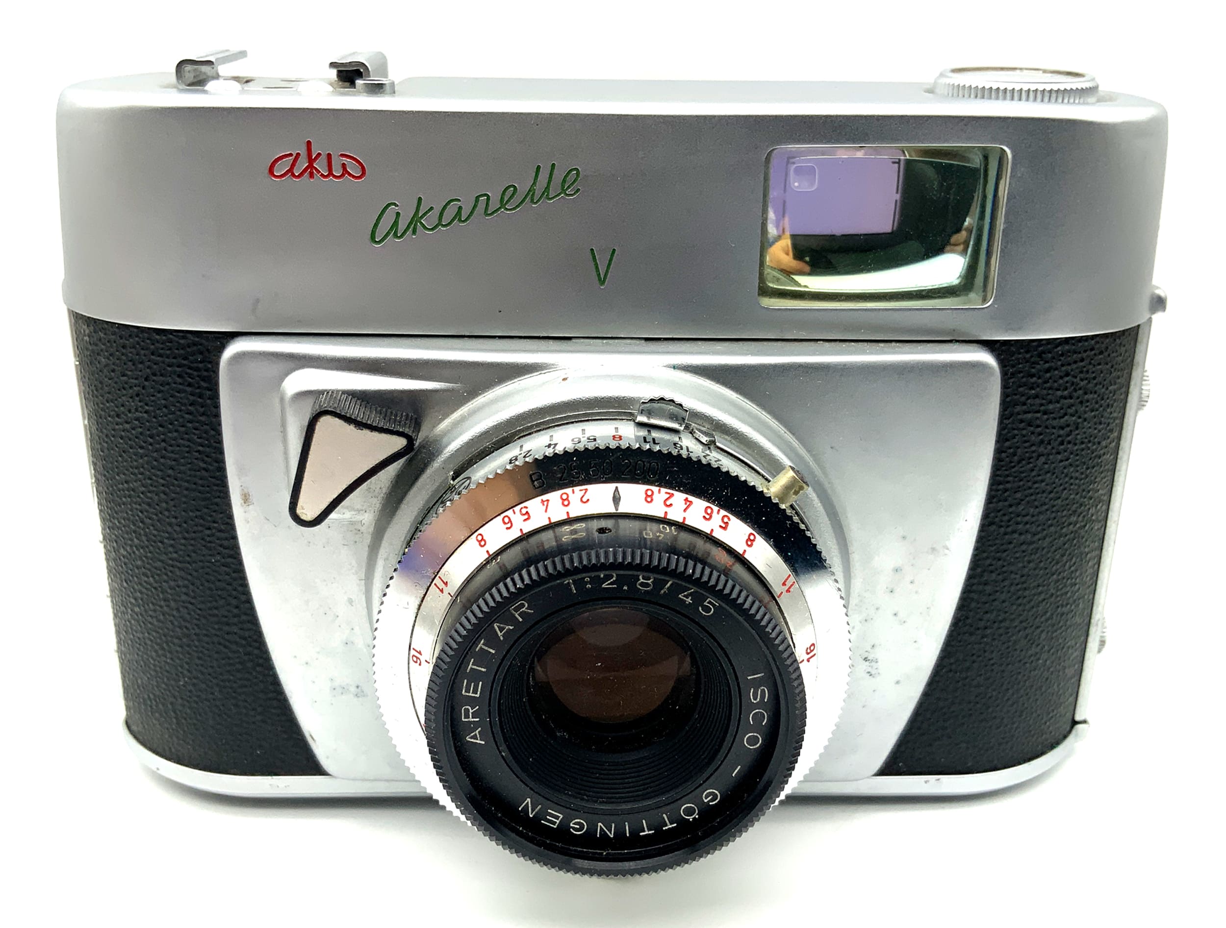 Appareil photo à viseur AKW akarette V avec objectif analogique Arettar 1:2.8/45 Vario